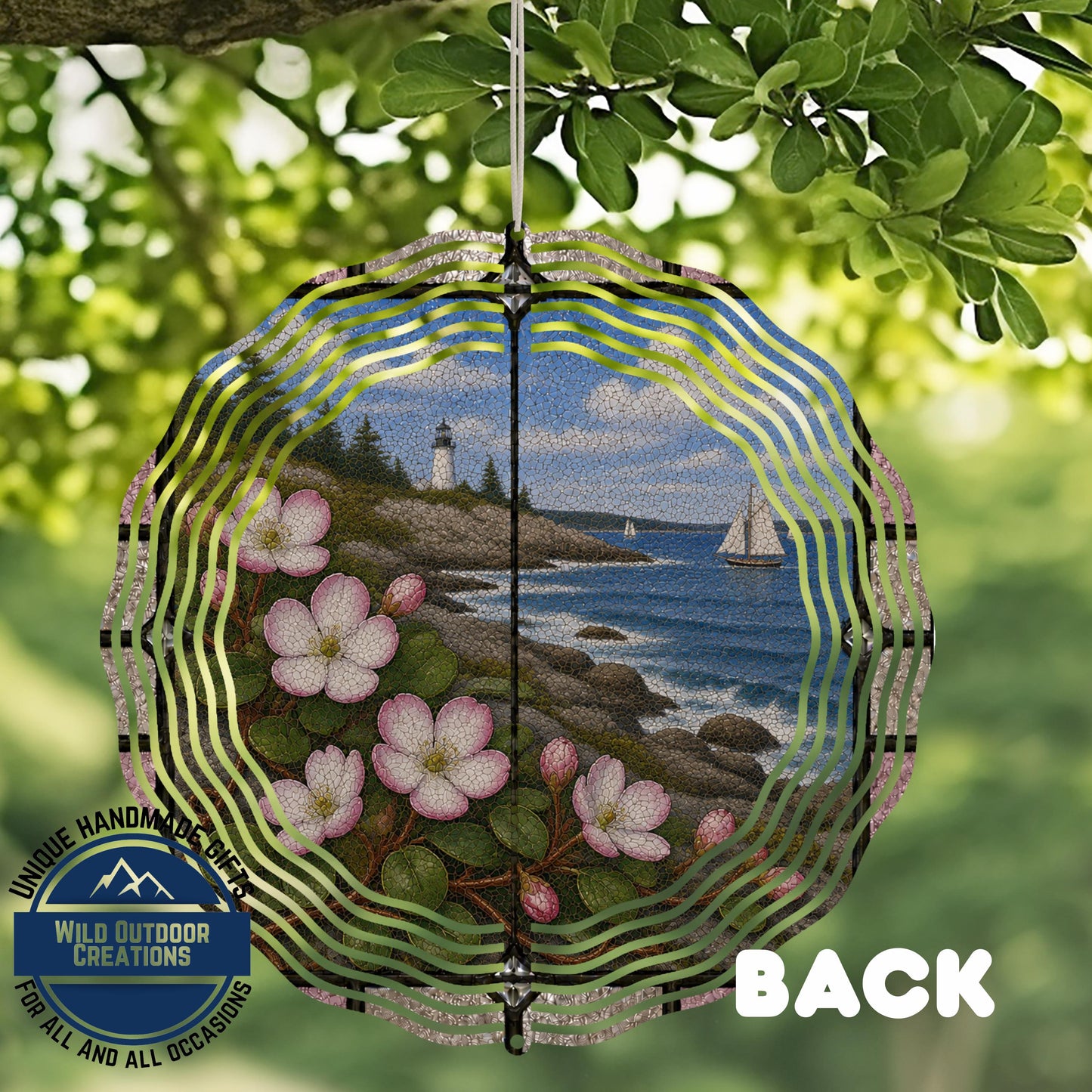 Mayflower Wind Spinner – Massachusetts Garden Decor With Pink Flower Art