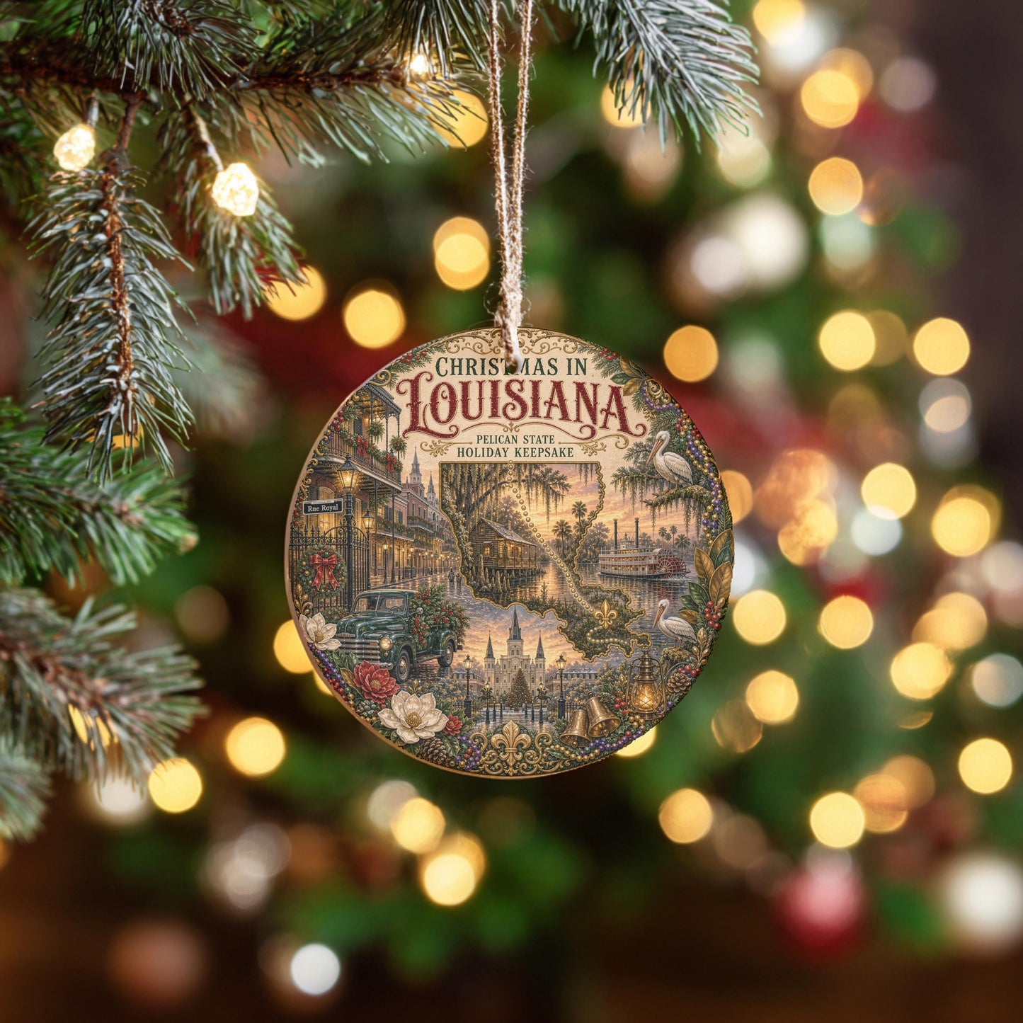 Louisiana Christmas Ornament | French Quarter Ceramic Keepsake