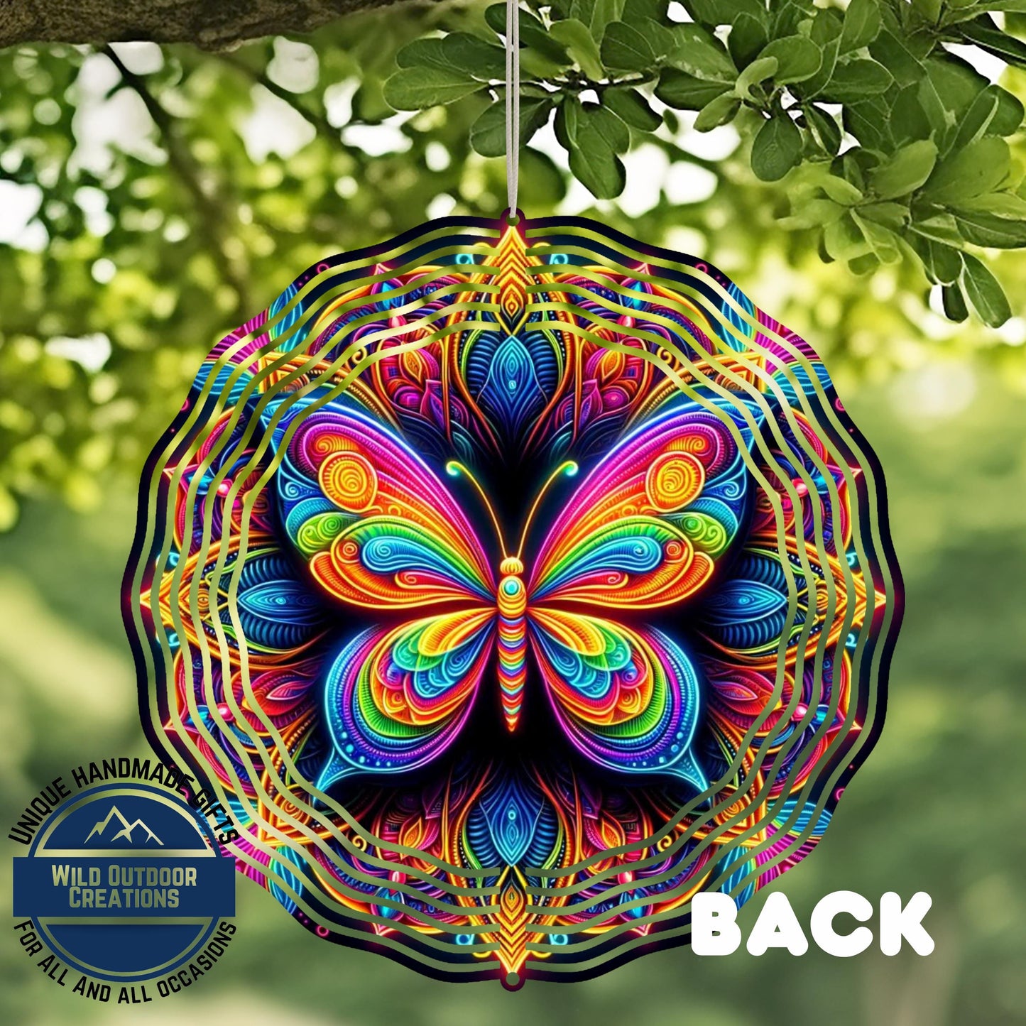 Butterfly Wind Spinner - Neon Rainbow Outdoor Garden Decor with 360° Swivel Hook