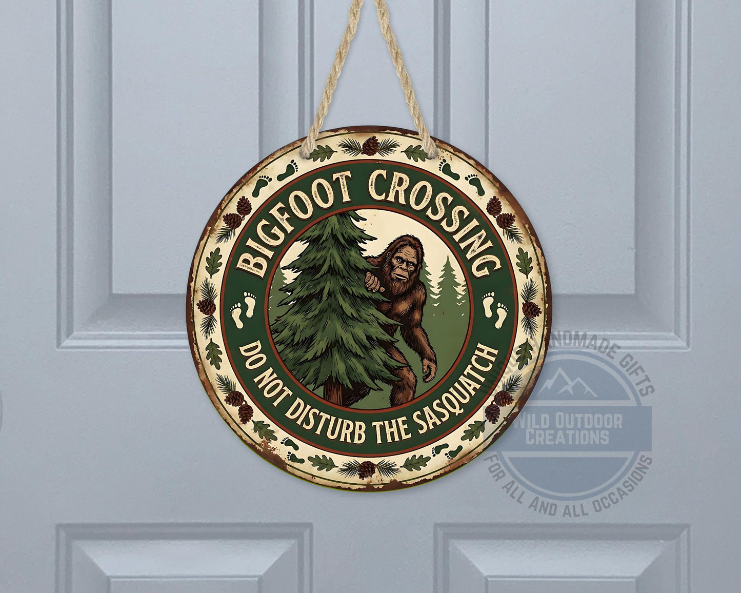 Bigfoot Crossing Sign - Rustic Cabin Decor | Weather Resistant Outdoor Porch Sign