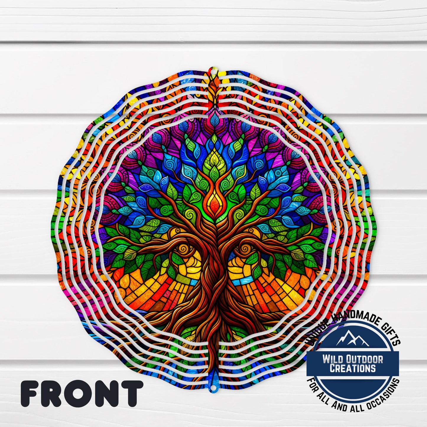 Rainbow Tree Wind Spinner Colorful Tree Of Life Aluminum Garden Decor Spinner