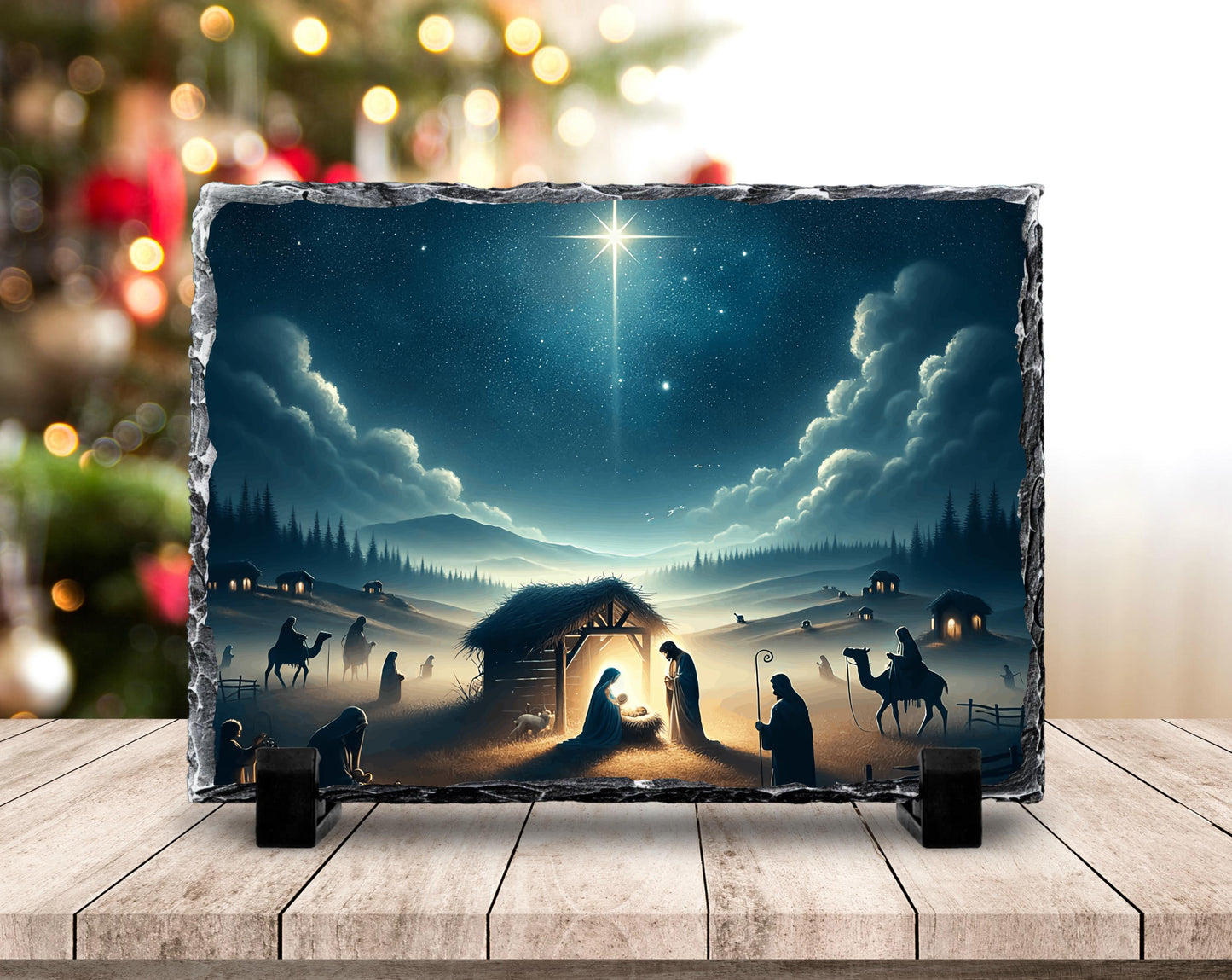 Nativity Scene Slate Art with Star Shepherds  Wisemen  Meaningful Religious Christmas Decor  Gift for the Home