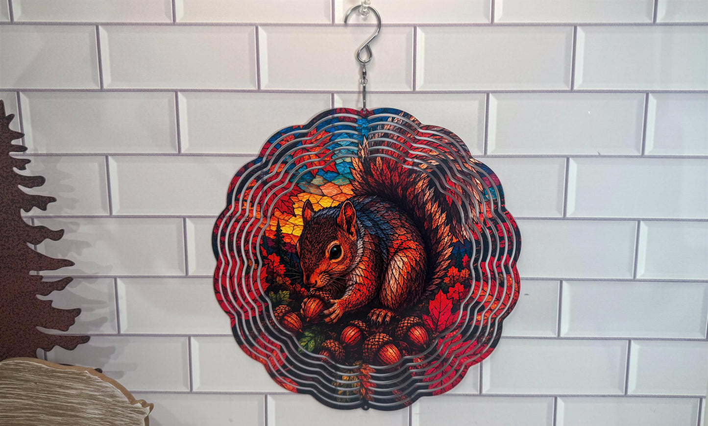Fall Squirrel Wind Spinner | 10 Inch | 360 Swivel | Indoor Outdoor Décor Display Accent