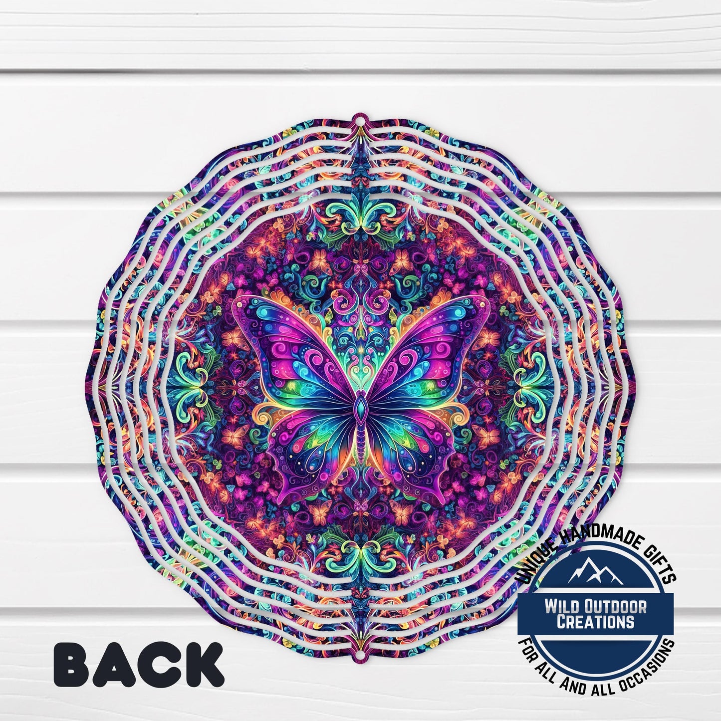 Psychedelic Butterfly Spinner - 10 Inch Outdoor Wind Spinner with 360° Swivel Hook