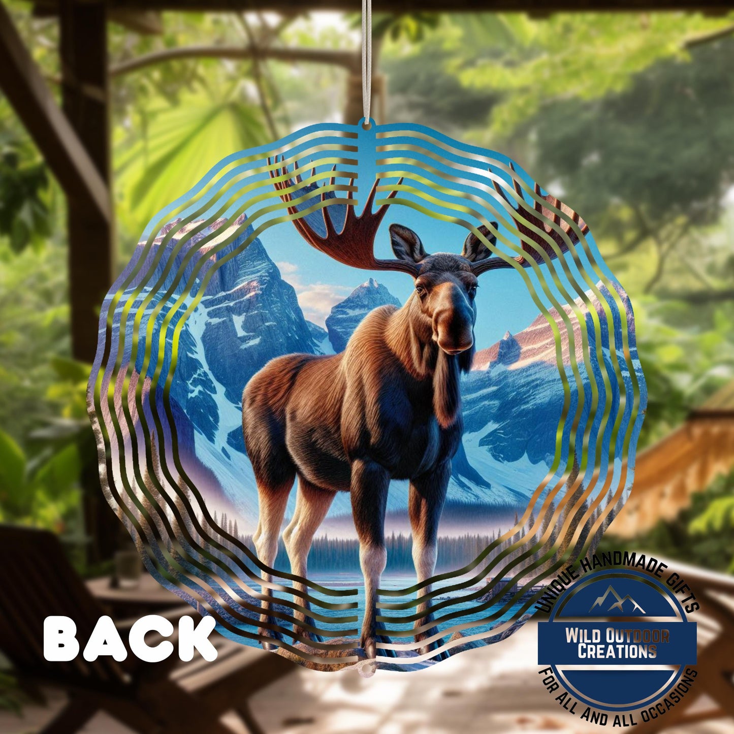 Moose Wind Spinner - 10 Inch Double-Sided Aluminum Rustic Cabin Decor