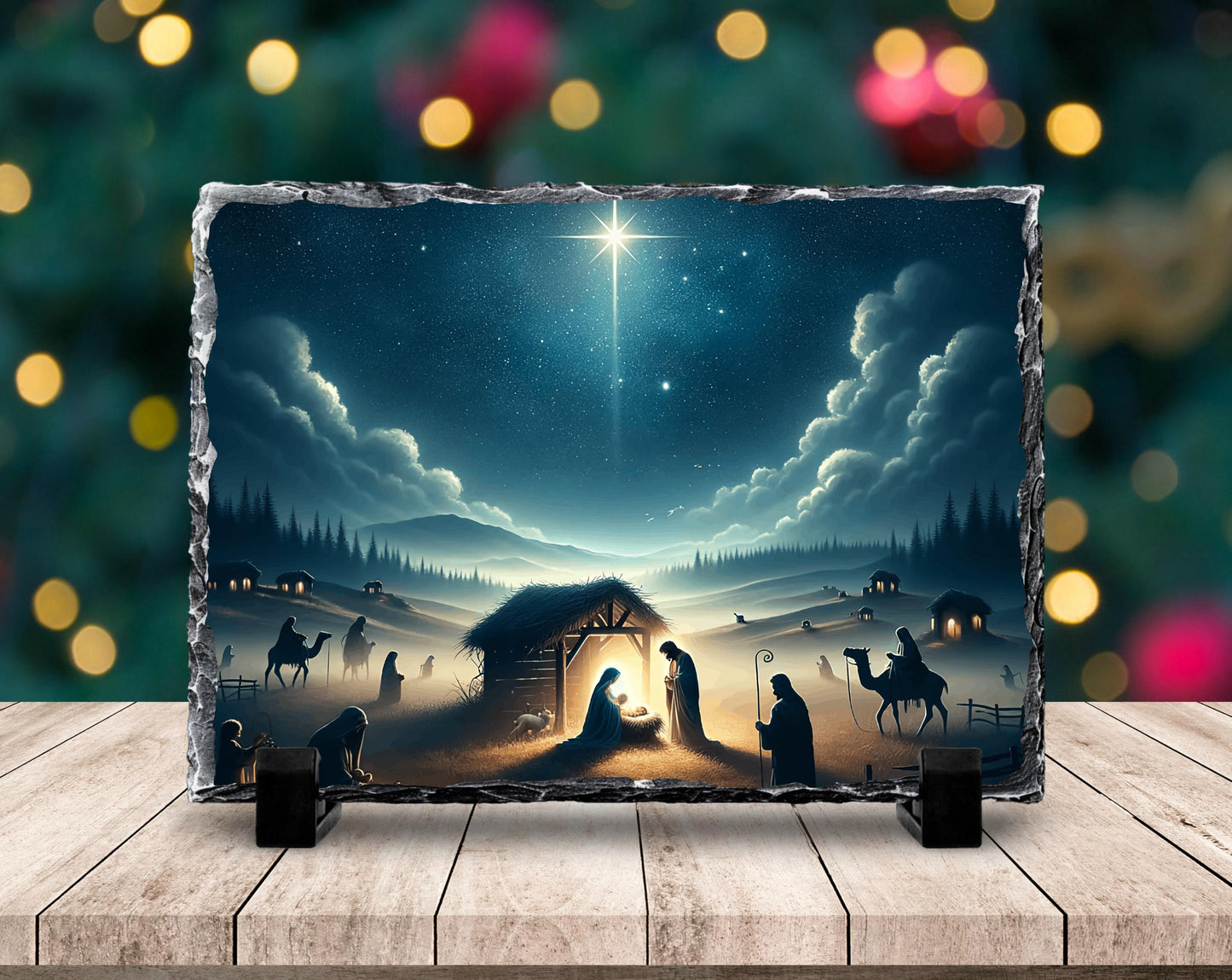 Nativity Scene Slate Art with Star Shepherds  Wisemen  Meaningful Religious Christmas Decor  Gift for the Home