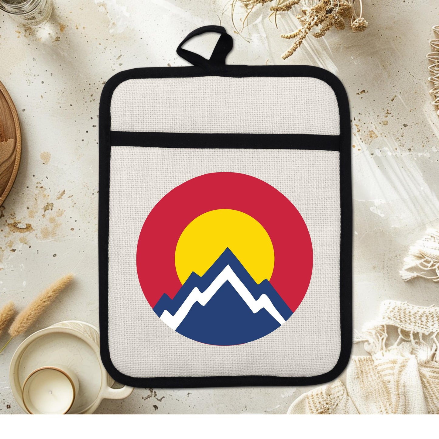 Colorado Pot Holder | Silicone Pocket Oven Mitt With Heat Resistant Trivet