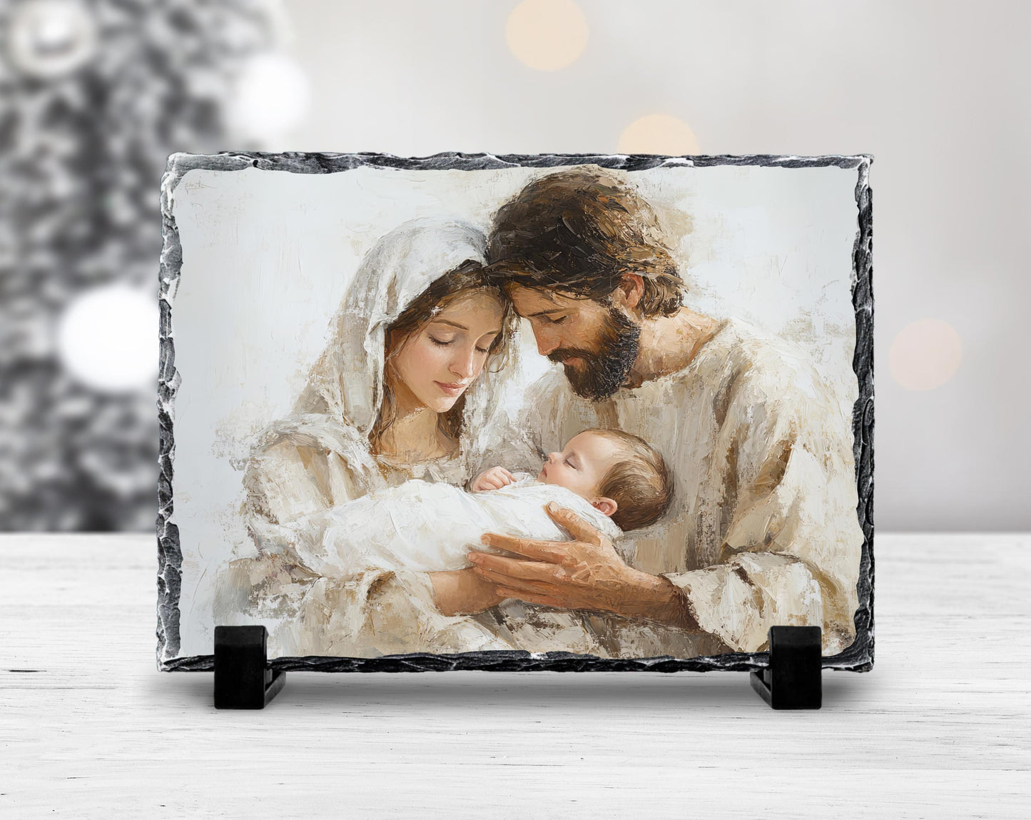 Fractured Edges Slate Nativity Scene Print - Spiritual Christian Gift for Holidays and Celebrations