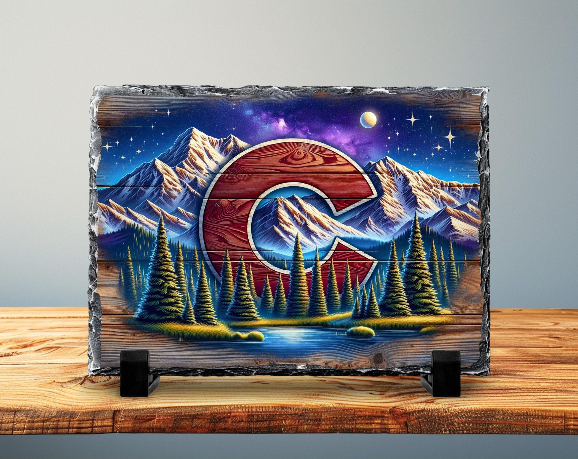 Colorado Slate Sign - Rustic Holiday Decor | Handcrafted Natural Slate Stone - alternate view