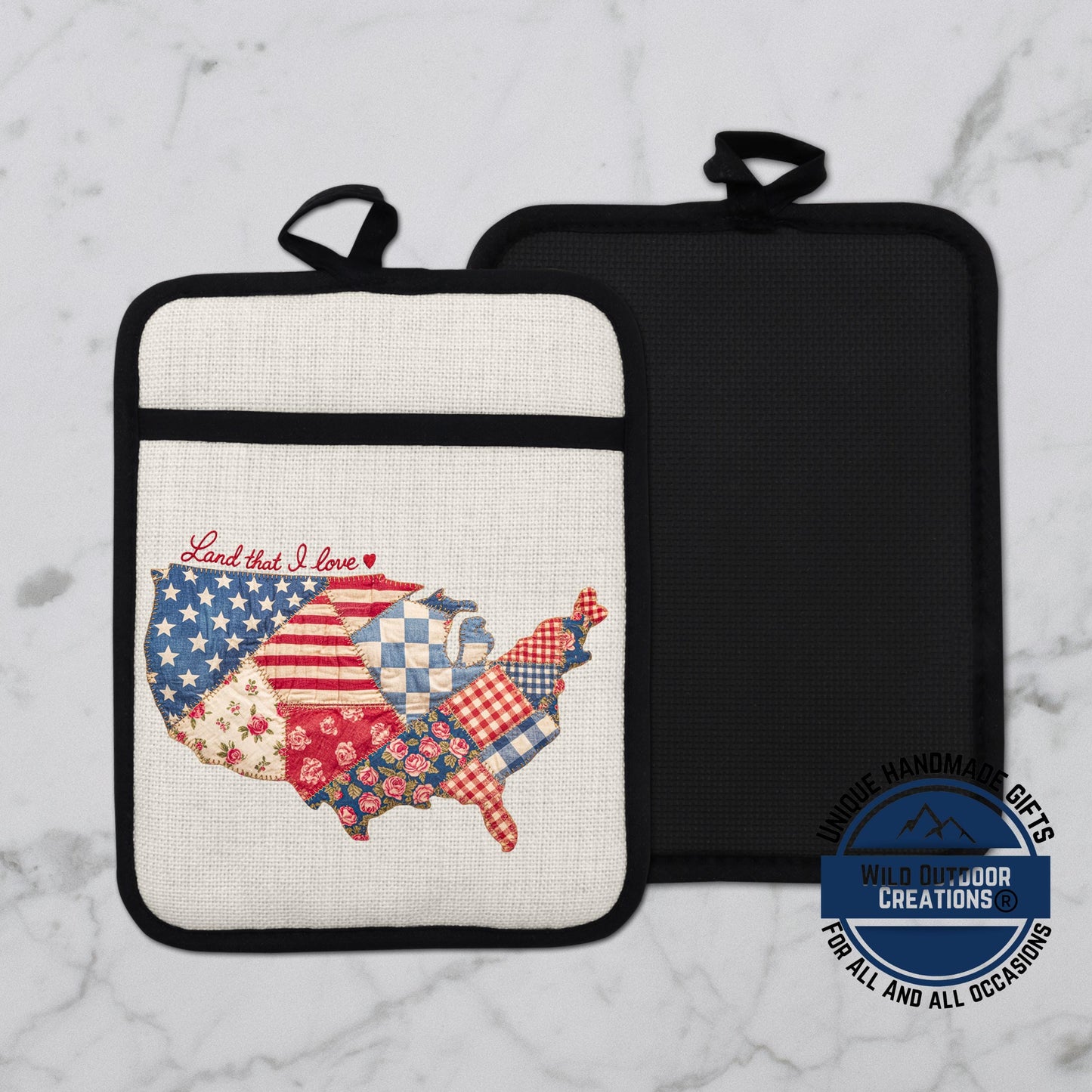 Patriotic Pot Holder – USA Kitchen Decor Non Slip Potholder With Pocket, Heat Resistant - alternate view
