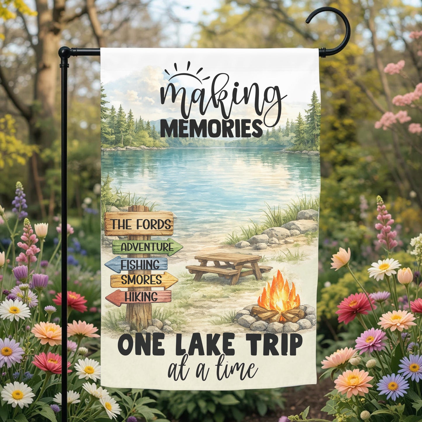 Personalized Lake Flag - Custom Lake Trip Garden Flag 12x18 | UV Protected Double Sided