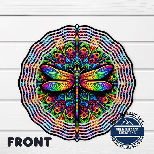 Dragonfly Wind Spinner - Neon Garden Decor | Aluminum Patio Wind Decoration