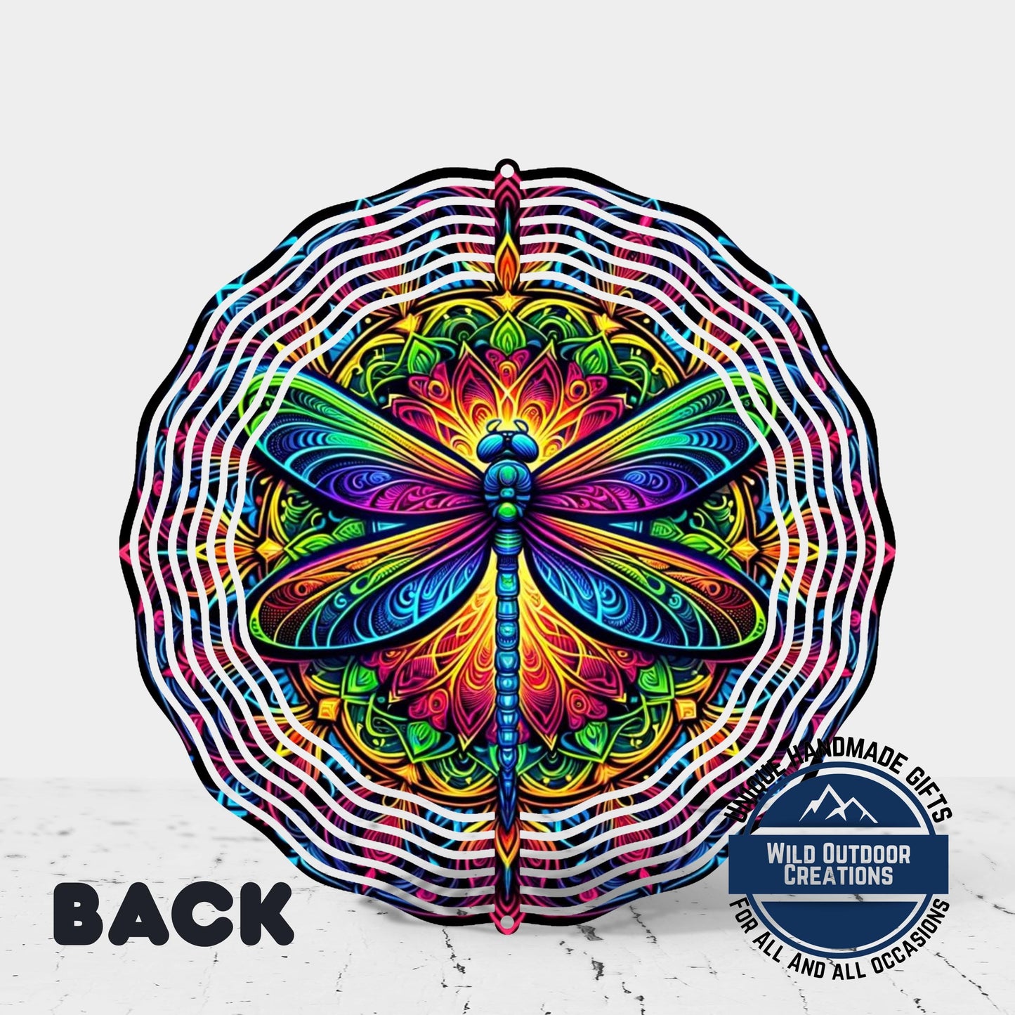 Dragonfly Wind Spinner - Vibrant Rainbow Neon Garden Decor With 360 Degree Swivel