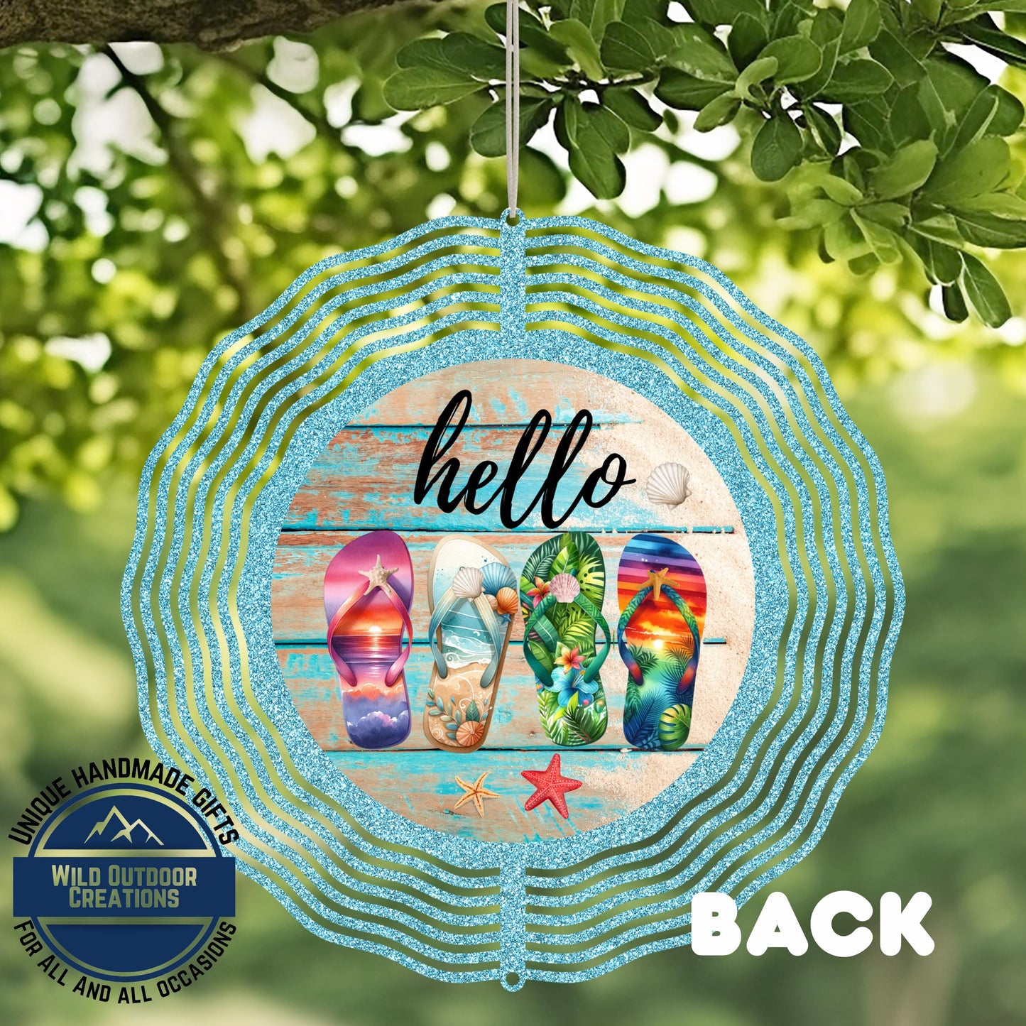 Flip Flop Wind Spinner - Colorful Summer Patio Decor | Coastal Yard Art