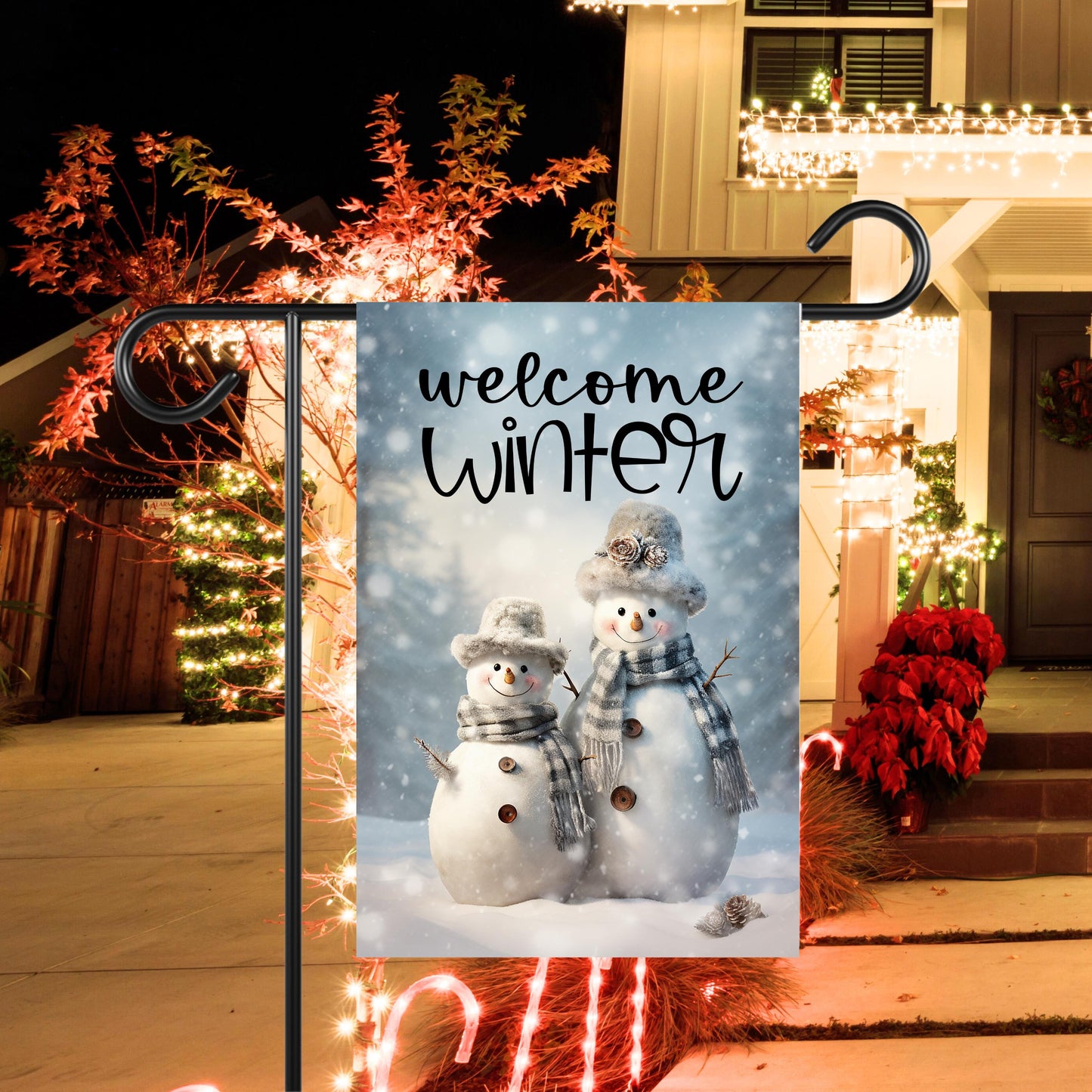 Winter Welcome Snowman Garden Flag - Double-Sided 12x18 Inches for Festive Outdoor Decor