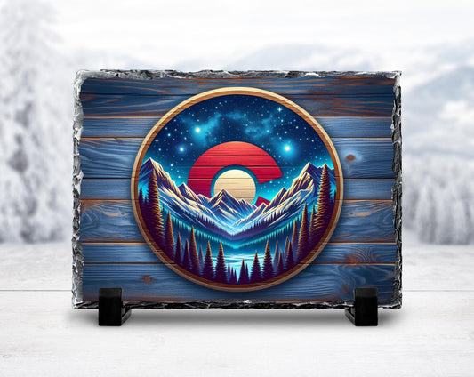 Colorado Night Scene Slate Sign - Mountain  Star Decor for Nature Lovers Outdoor Wall Art Gift