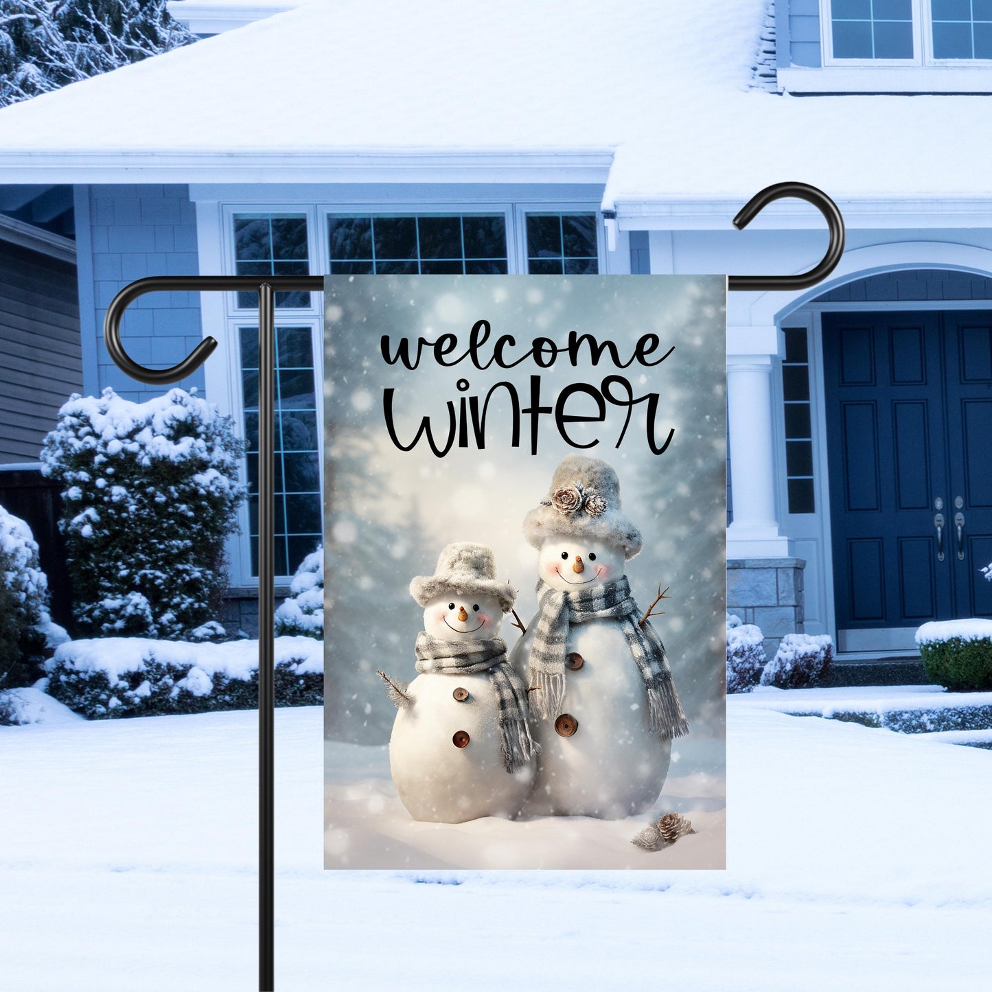 Winter Welcome Snowman Garden Flag - Double-Sided 12x18 Inches for Festive Outdoor Decor