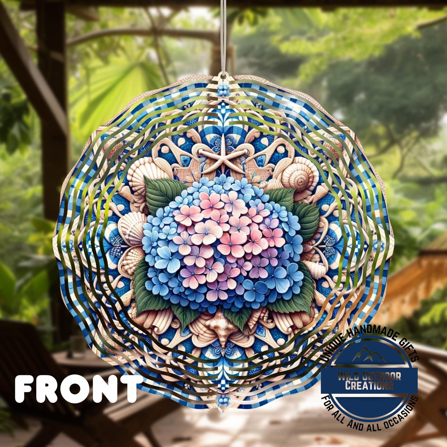 Hydrangea Garden Spinner – Coastal Garden Decor with 360 Degree Swivel