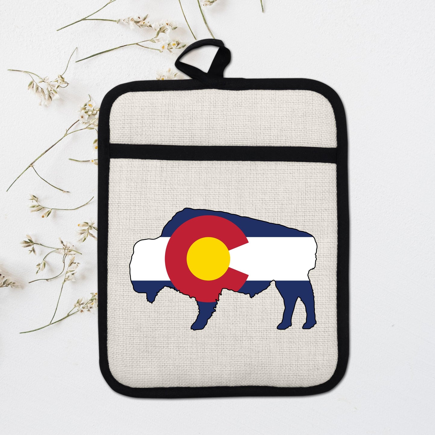 Bison Pot Holder – Colorado Pot Holder With Linen & Silicone, Heat Resistant Trivet