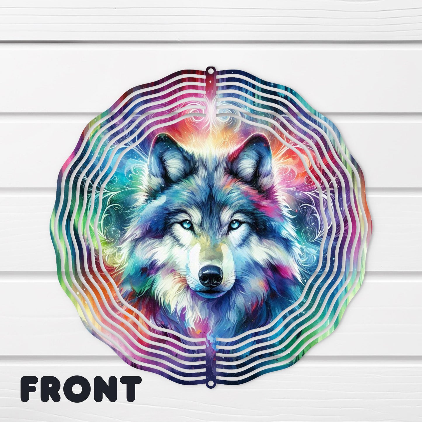 Wolf Head Wind Spinner  Double-Sided UV Resistant Outdoor Art for Northern Lights Decor