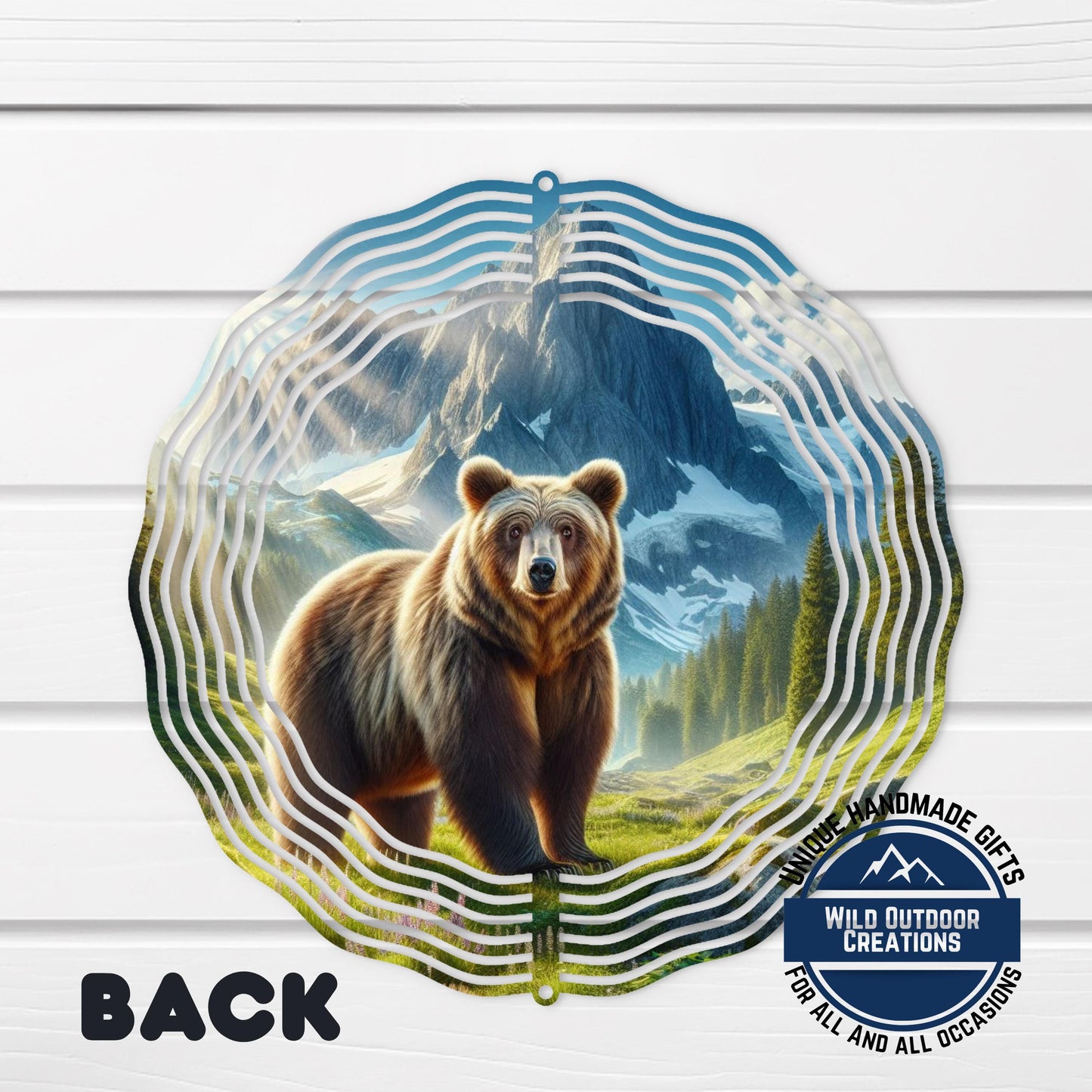 Bear Mountain Wind Spinner - Outdoor Wind Spinner, Double Sided Aluminum Garden Decor 10 Inch