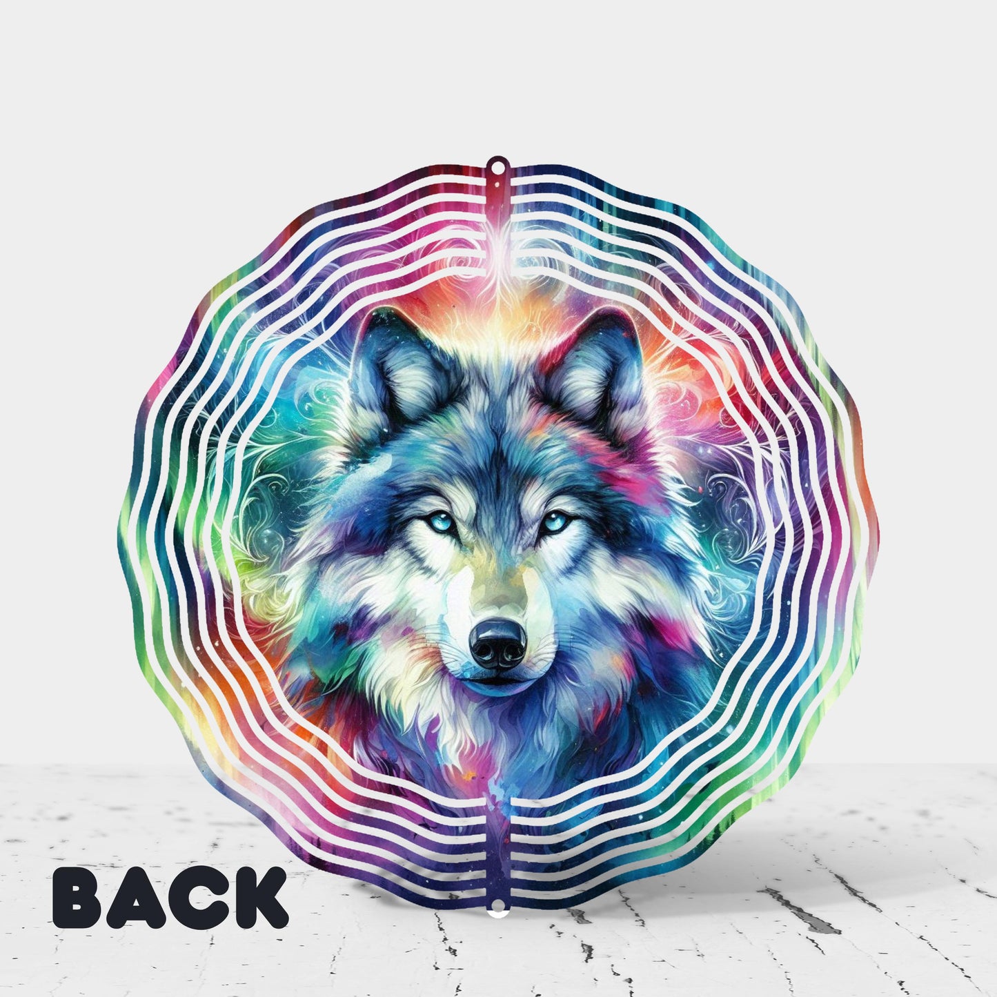 Wolf Head Wind Spinner  Double-Sided UV Resistant Outdoor Art for Northern Lights Decor