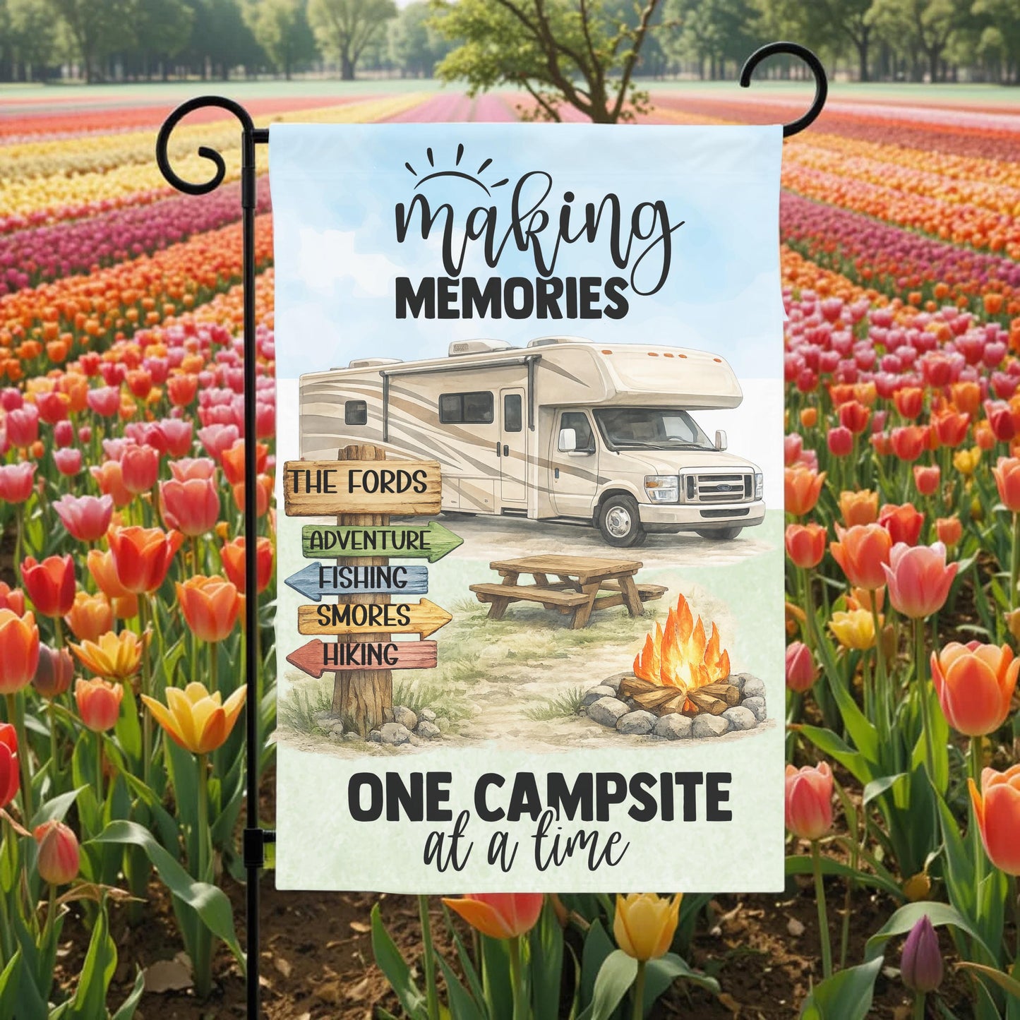Class C Motorhome Flag - Personalized Camper Garden Flag | Custom Family Name Outdoor Decor - size reference