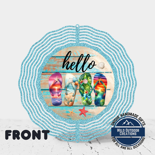 Flip Flop Wind Spinner - Colorful Summer Patio Decor | Coastal Yard Art