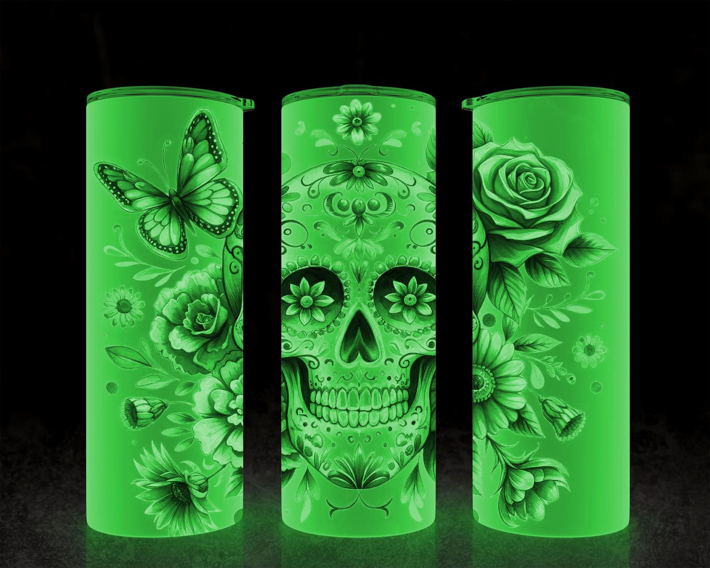 Unique Gifts for Spooky Chic, Glow In Dark Sugar Skull Tumble