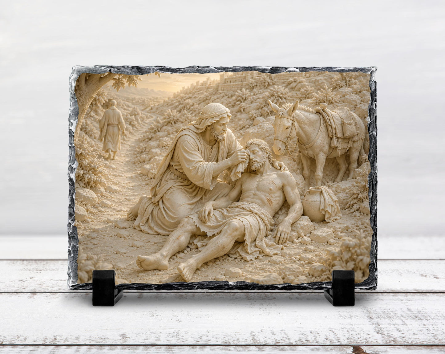 Good Samaritan Slate Plaque, Parable of Jesus Religious Decor, Christian Compassion Gift