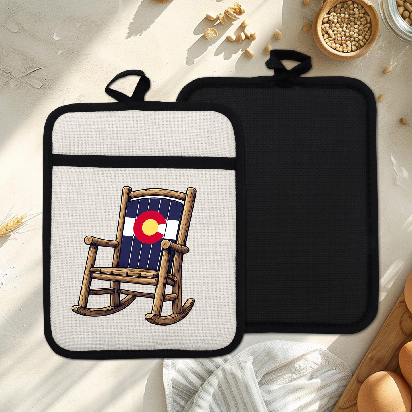 Colorado Kitchen Pot Holder - Silicone Trivet, Rustic Farmhouse Style Heat Resistant