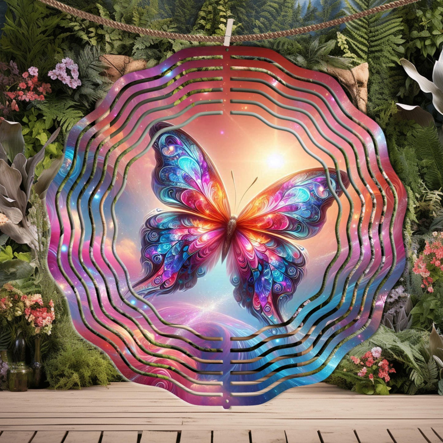 Double-Sided Metal Butterfly Wind Spinner - Whimsical Garden Art Decor