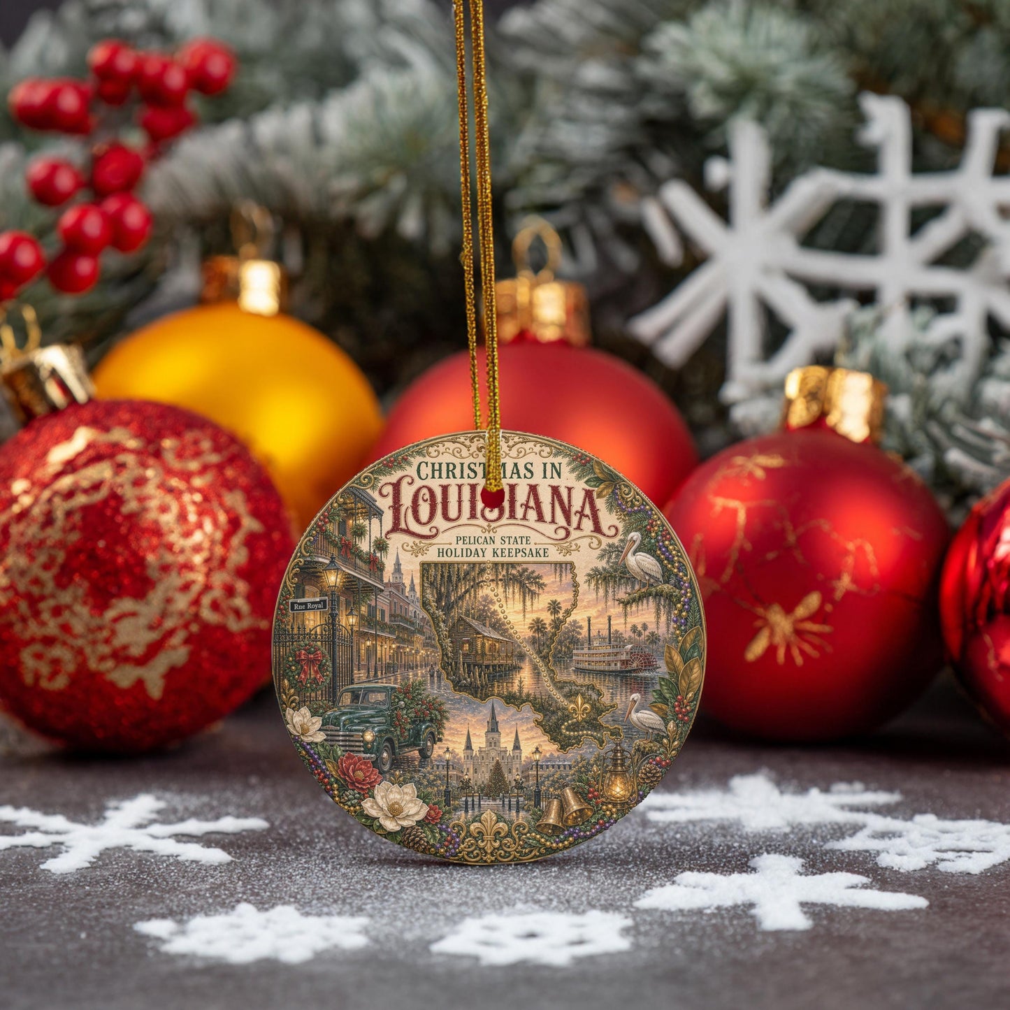 Louisiana Christmas Ornament | French Quarter Ceramic Keepsake
