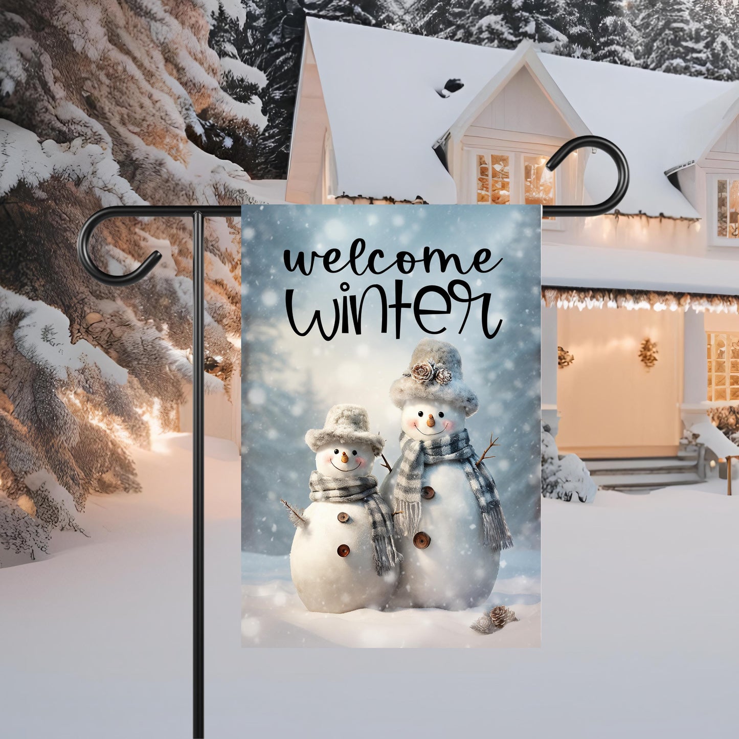 Winter Welcome Snowman Garden Flag - Double-Sided 12x18 Inches for Festive Outdoor Decor
