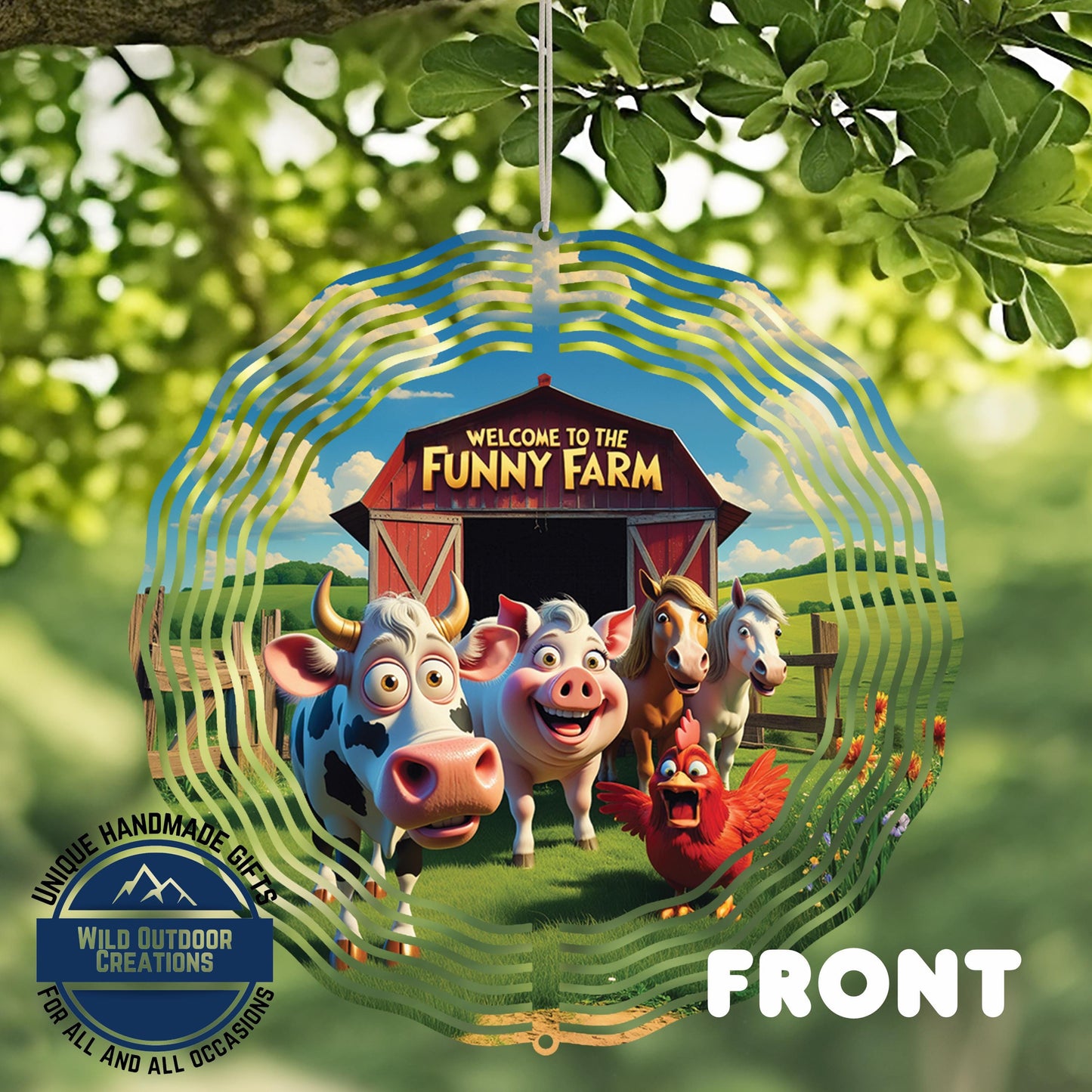 Funny Farm Wind Spinner - Aluminum Outdoor Decor With Cow, Pig & Horse Garden Art