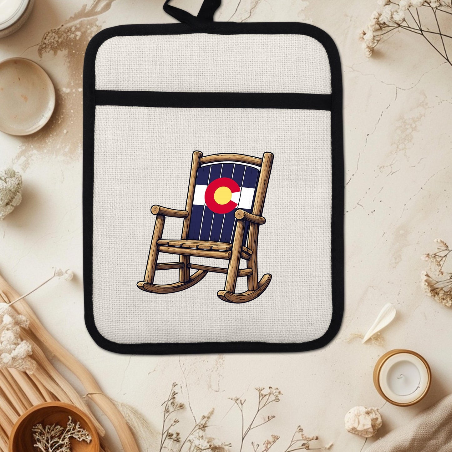 Colorado Kitchen Pot Holder - Silicone Trivet, Rustic Farmhouse Style Heat Resistant