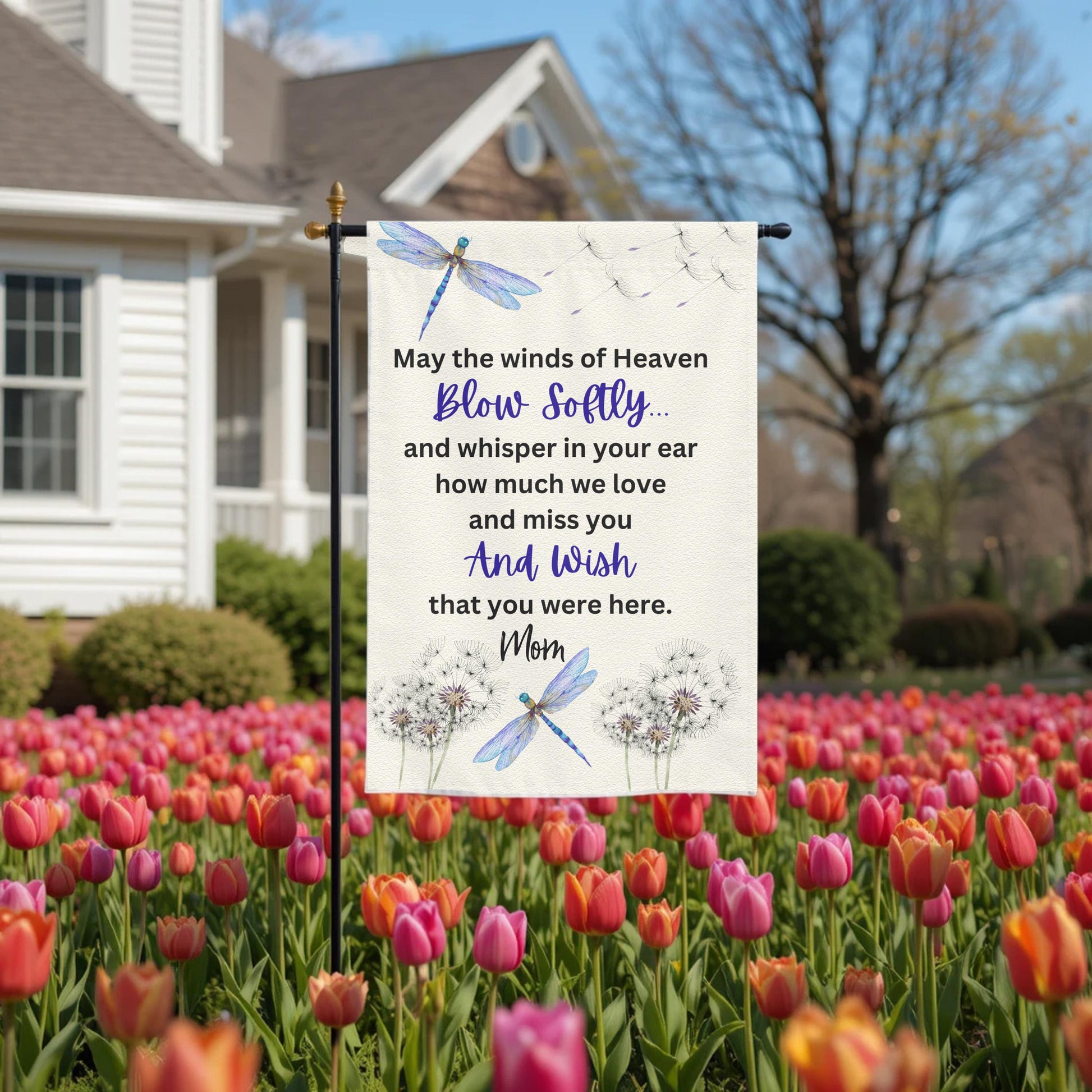 Personalized Garden Flag – Dragonfly Memorial Double-Sided 12x18 UV Protected - alternate view