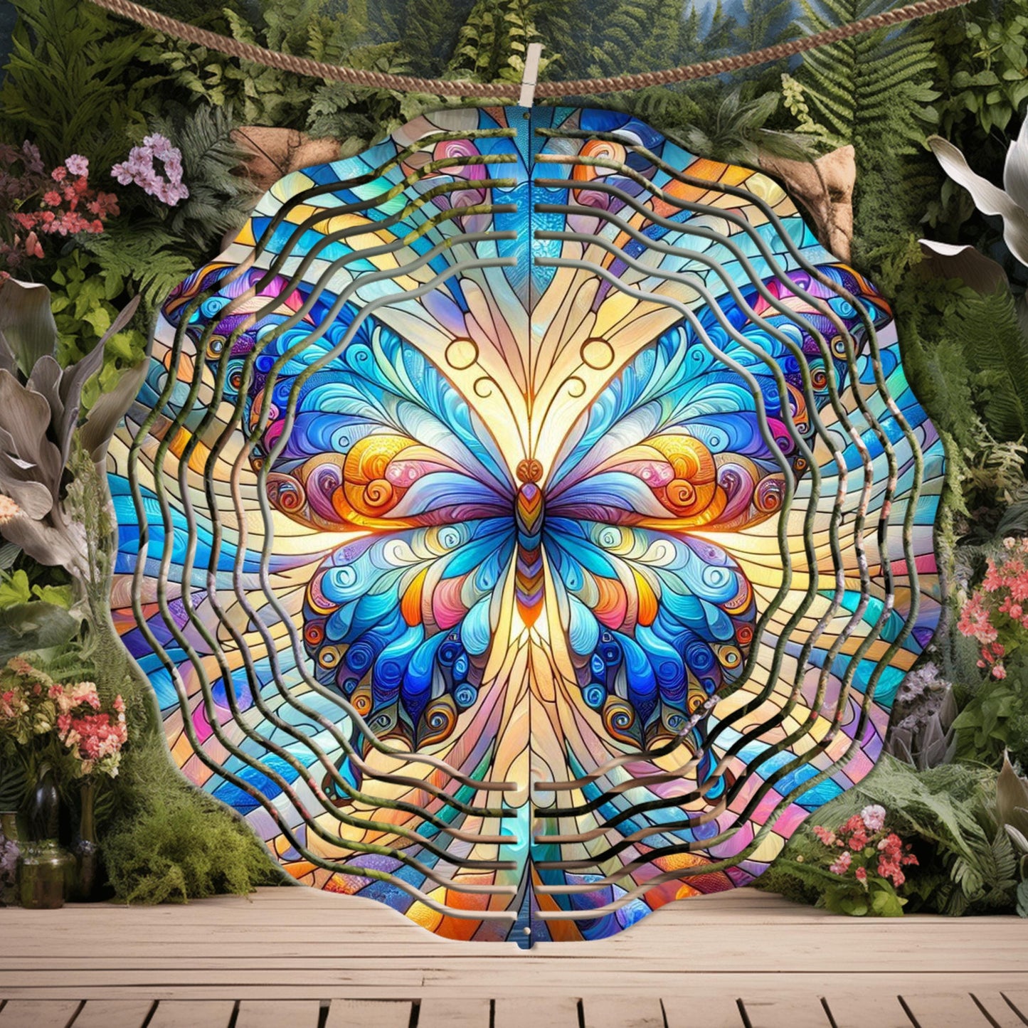 Butterfly Wind Spinner - Colorful Metal Garden Decor with UV Protection