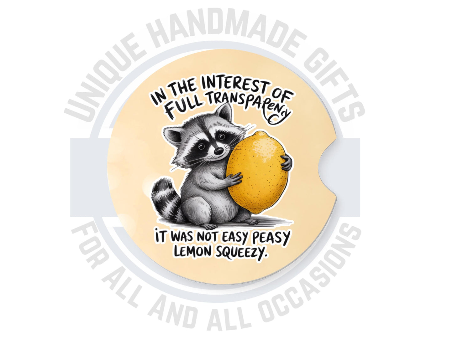 Raccoon Sandstone Car Coasters Set of 2 - Funny Cup Holder Accessories
