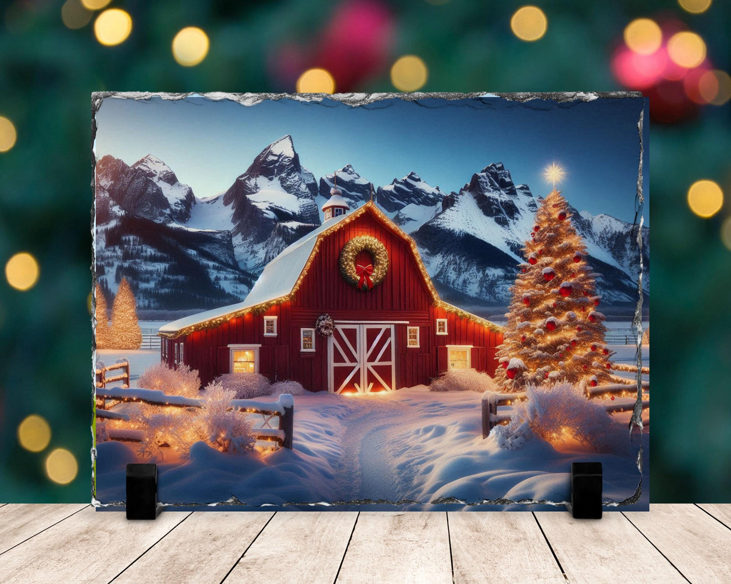 Rustic Slate Christmas Barn Decor for Cozy Holiday Charm