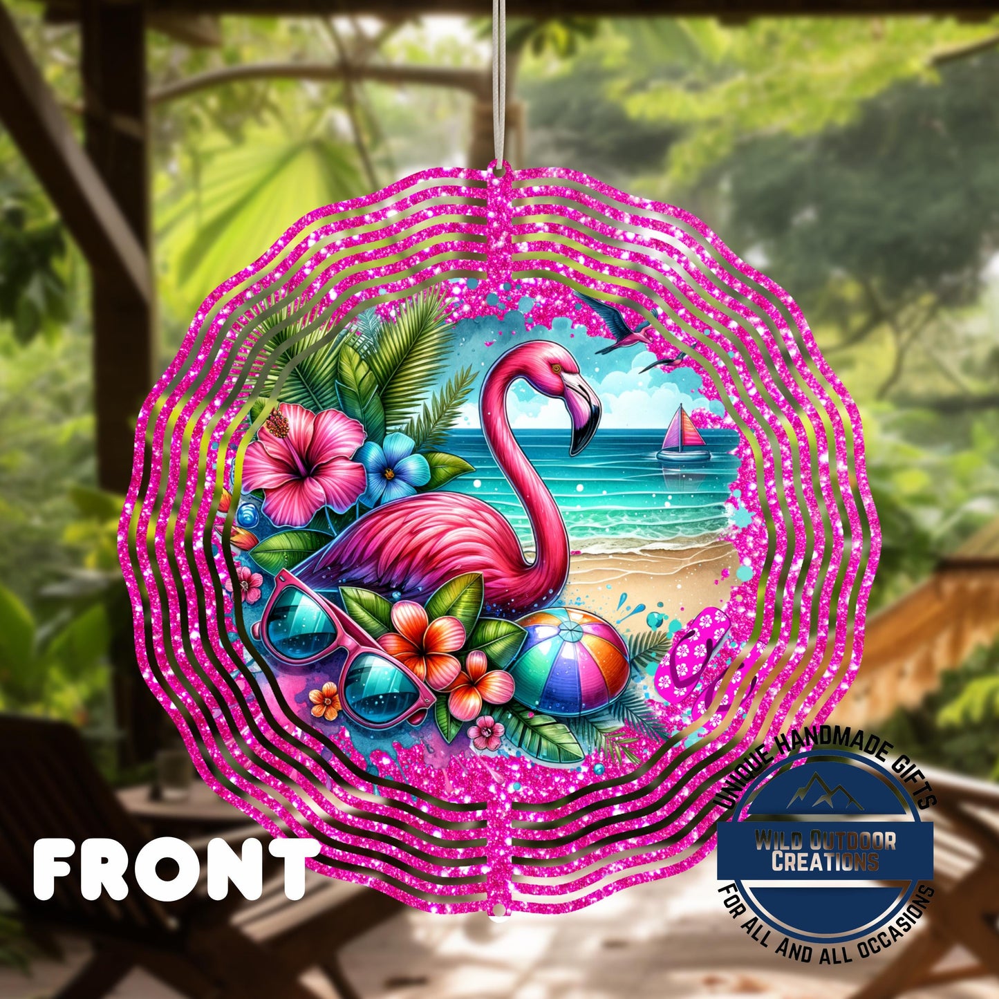 Flamingo Wind Spinner - Double Sided Aluminum Outdoor Garden Art with 360° Swivel