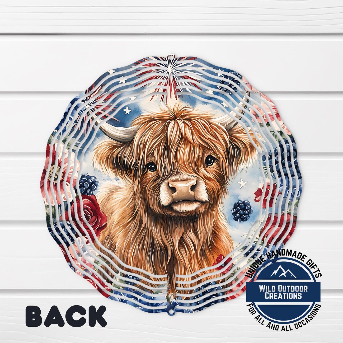 Patriotic Cow Wind Spinner - American Flag Garden Decor | Durable Aluminum Outdoor Spinner
