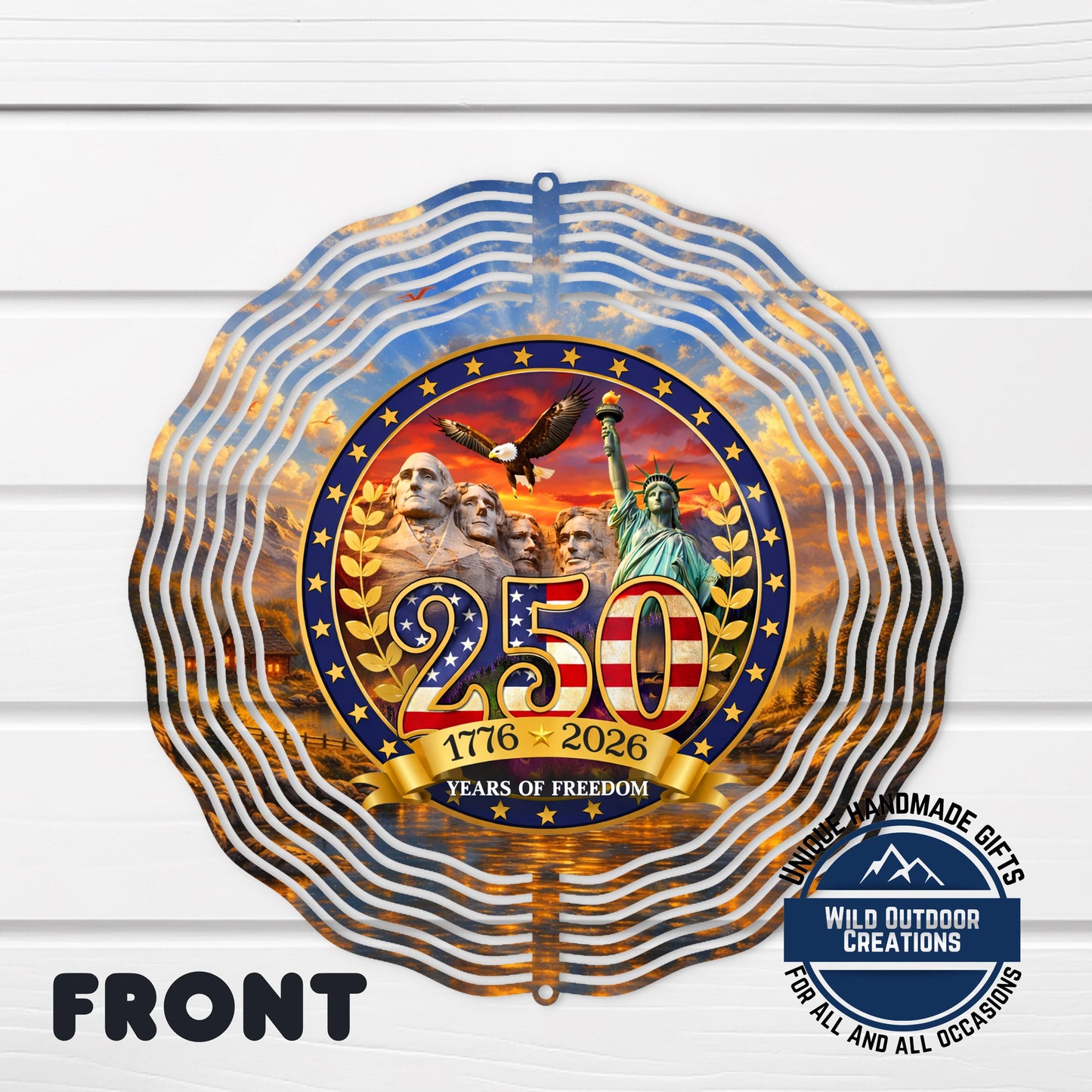 USA 250th Anniversary Wind Spinner – Patriotic Outdoor Decor | Aluminum Garden Spinner - shown spinning in outdoor garden ...