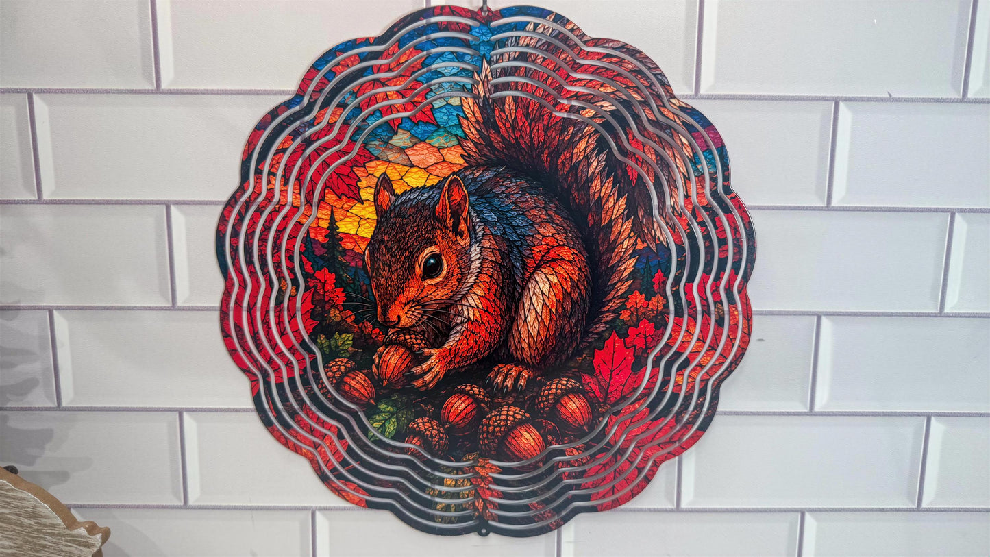 Fall Squirrel Wind Spinner | 10 Inch | 360 Swivel | Indoor Outdoor Décor Display Accent