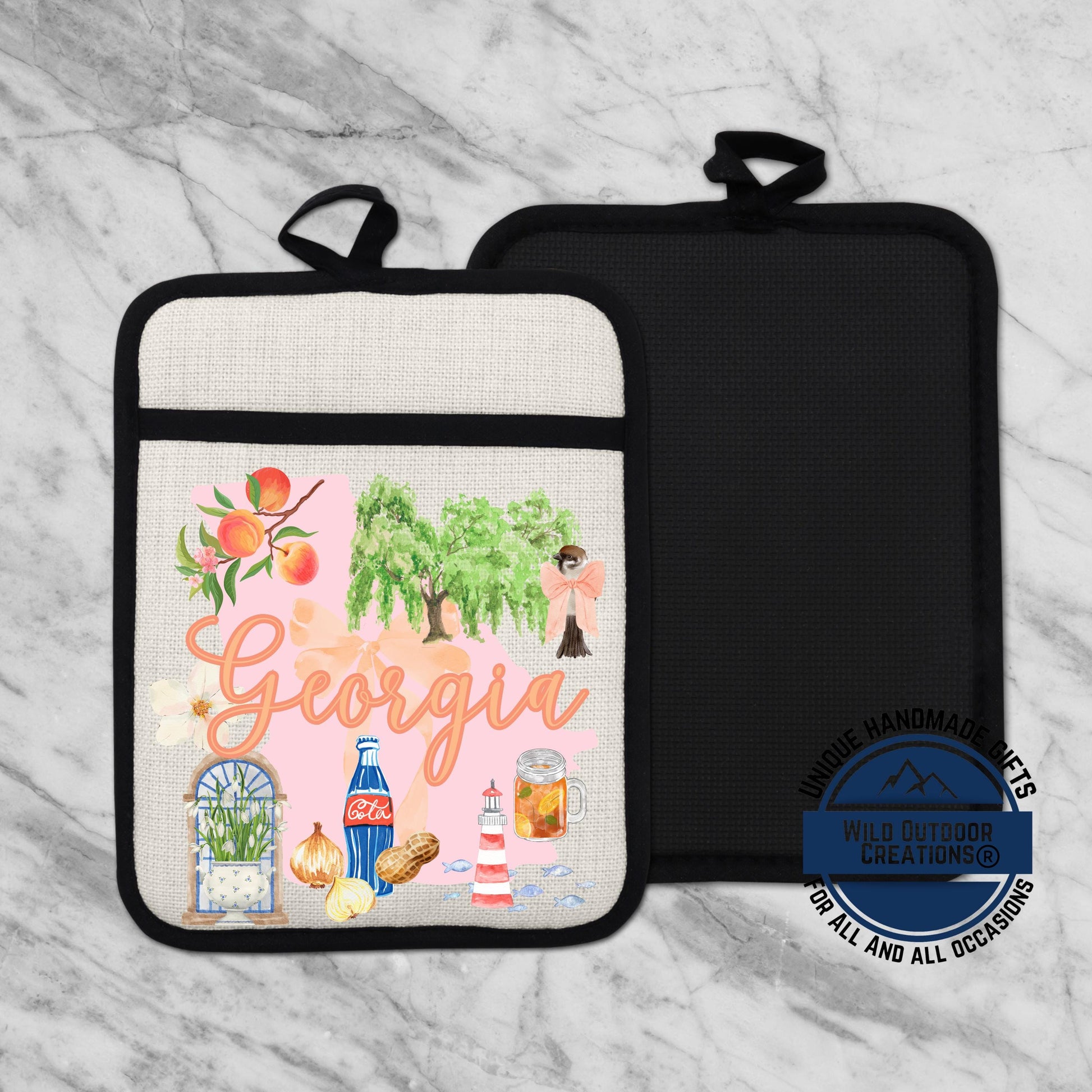 Georgia Pot Holder | Non Slip Silicone Pocket Potholder - Peach State Kitchen Gift
