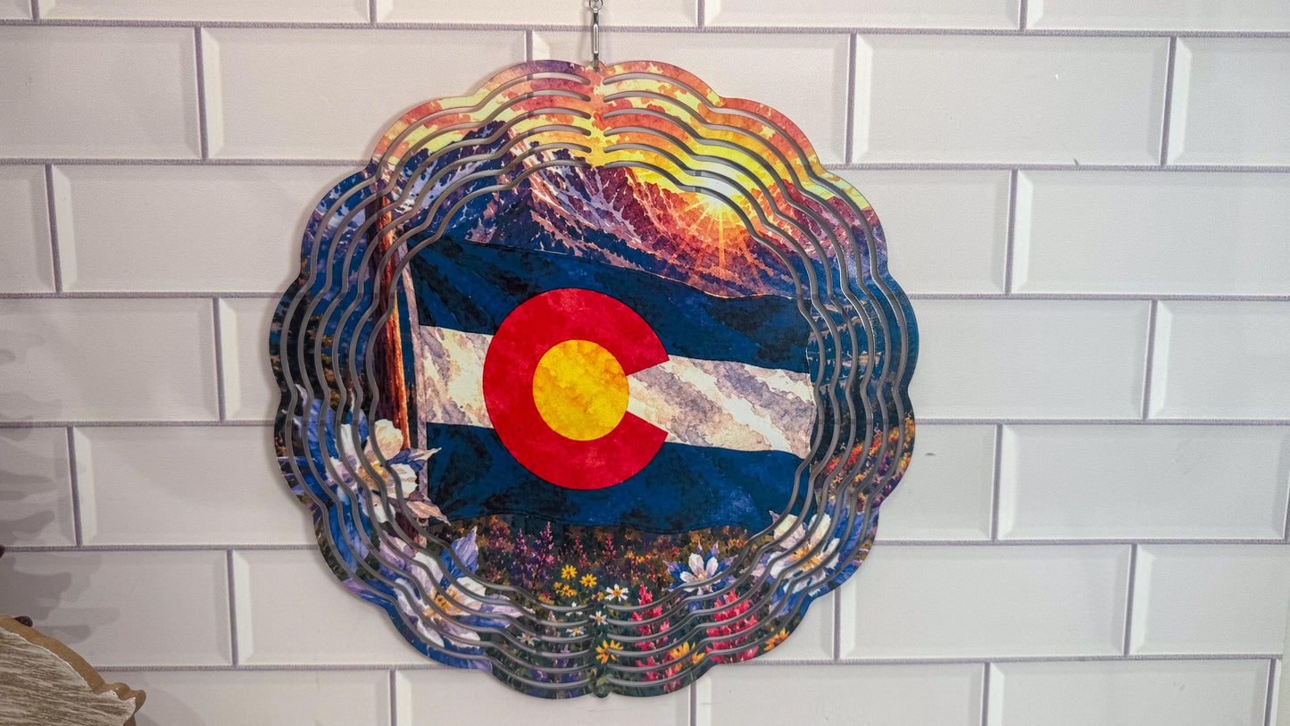 Colorado Flag Wind Spinner | 360 Swivel Indoor-Outdoor Accent Set