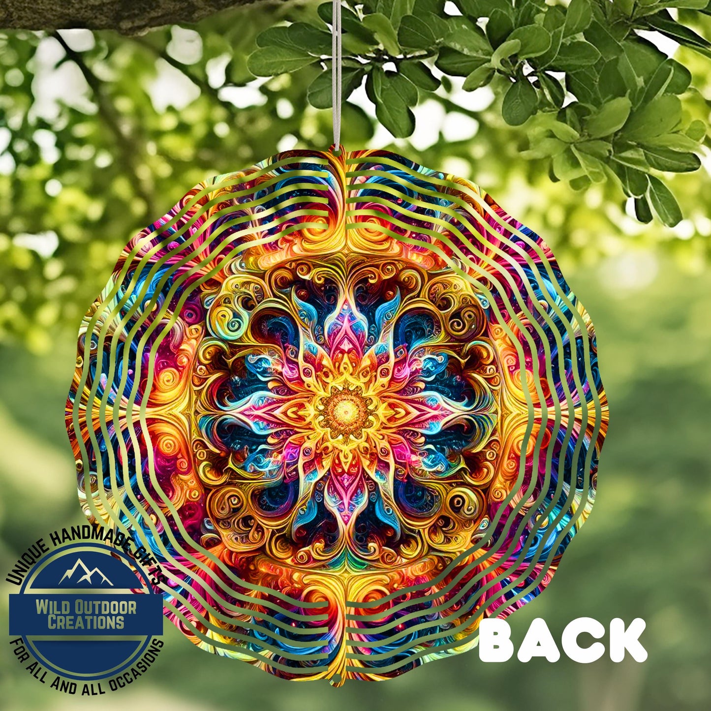 Mandala Wind Spinner - Colorful Aluminum Garden Decor | Spiritual Meditation Gift