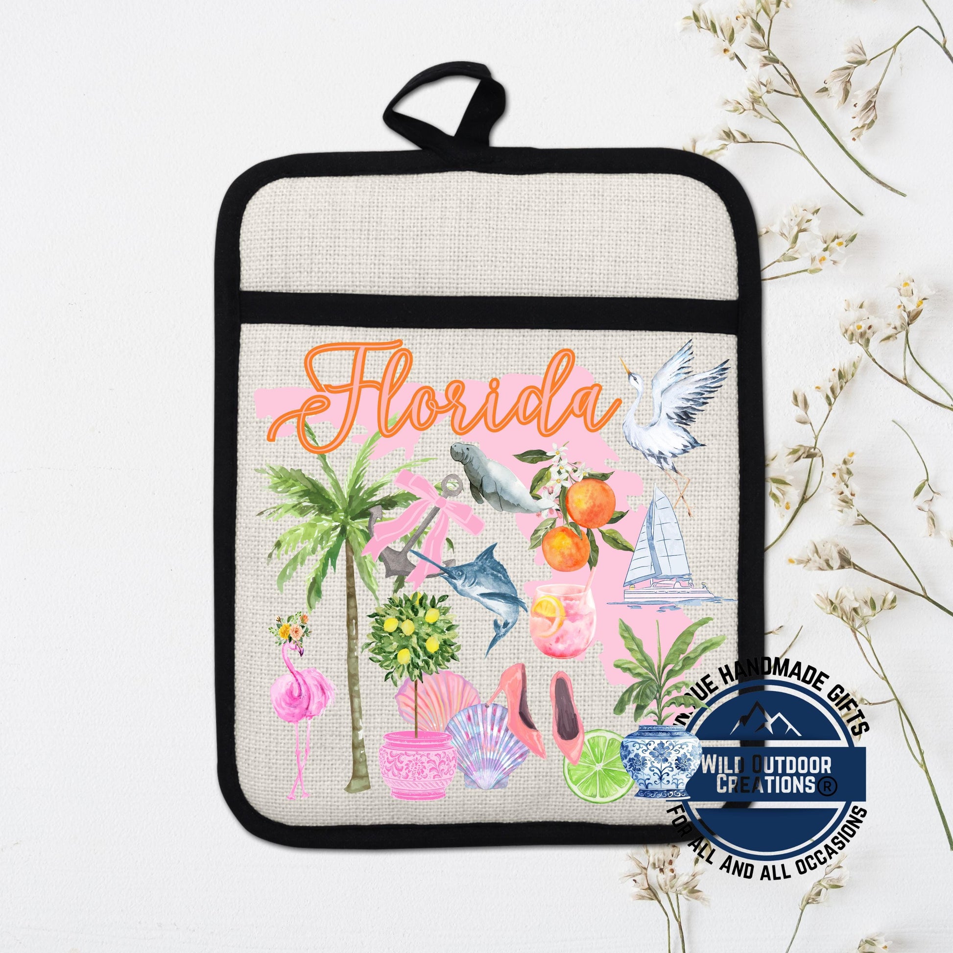 Florida Pot Holder – Non Slip Silicone Pocket Potholder | Coastal Kitchen Gift - detail view
