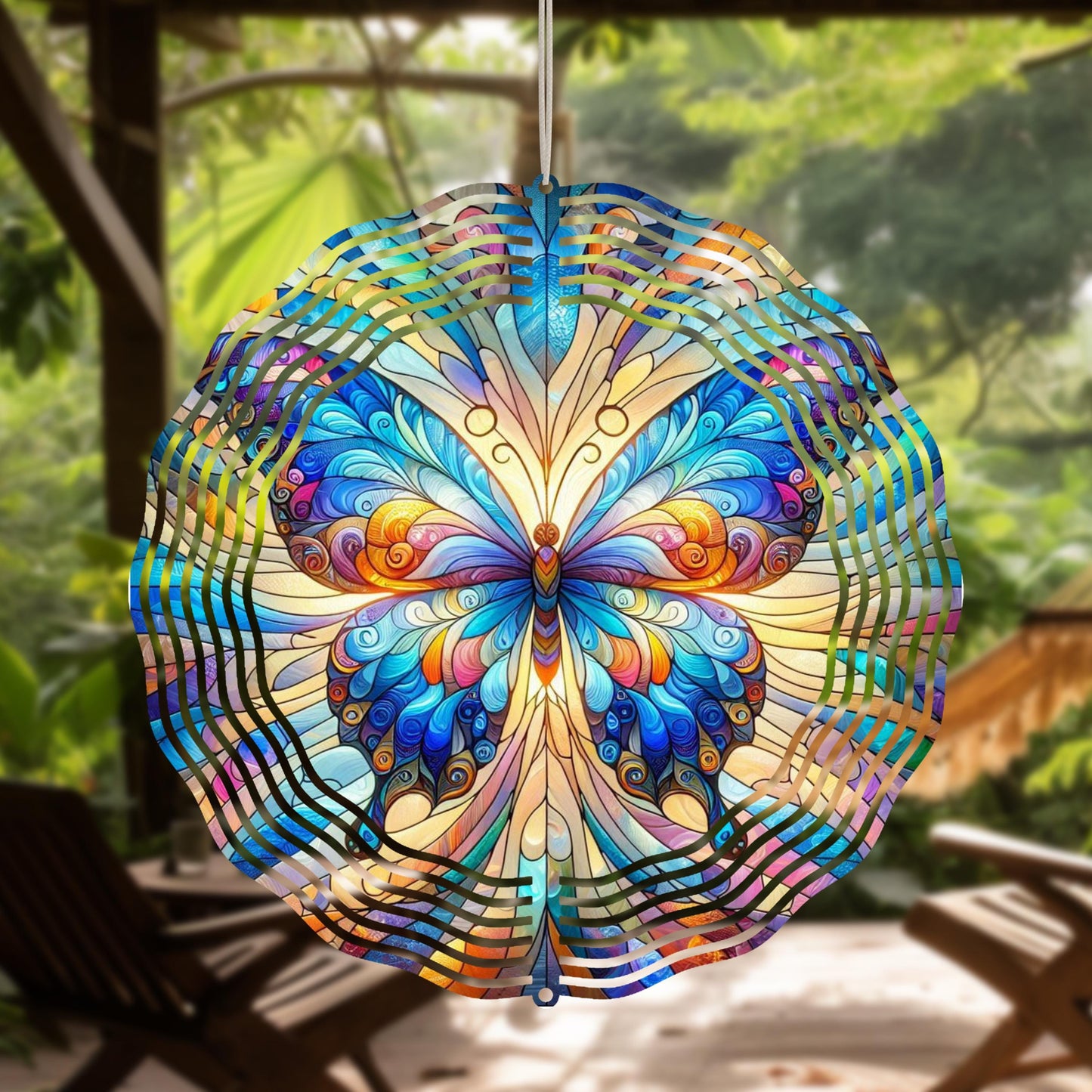 Butterfly Wind Spinner - Colorful Metal Garden Decor with UV Protection