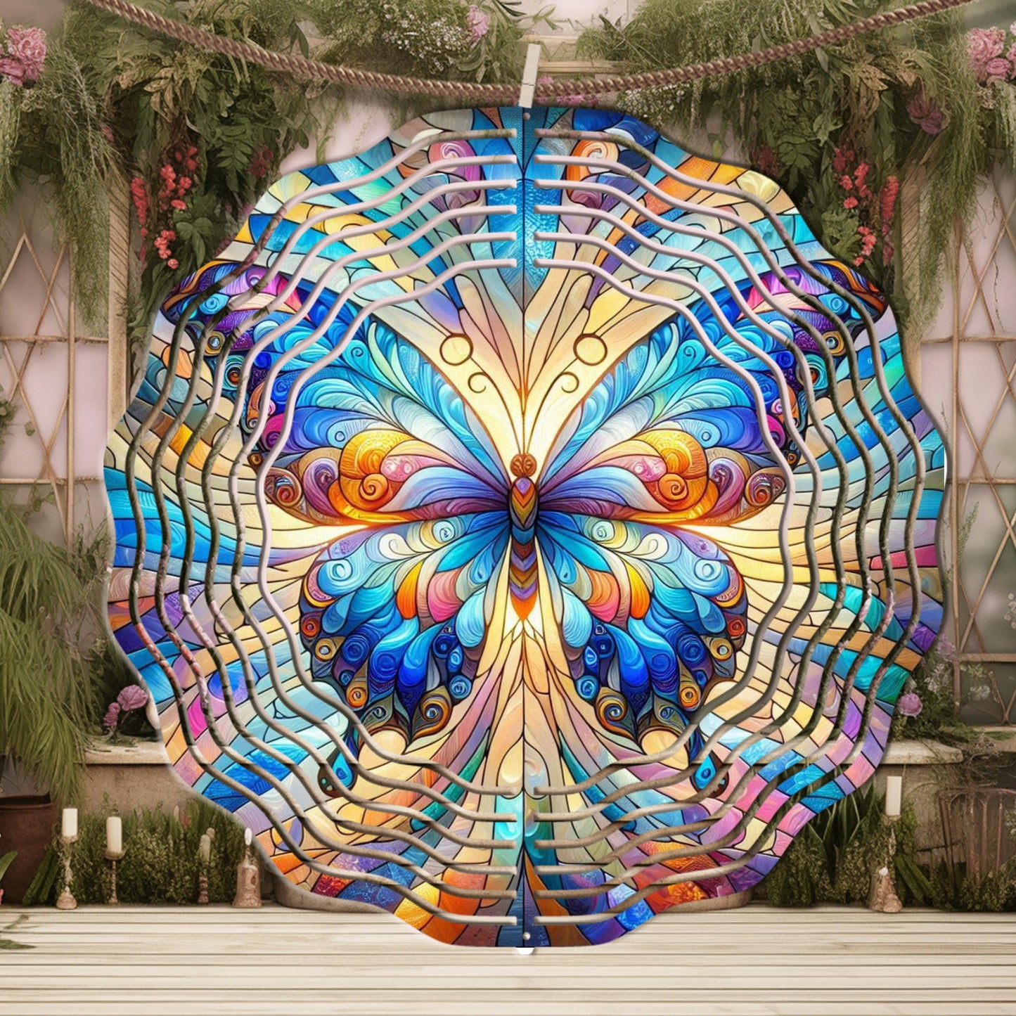 Butterfly Wind Spinner - Colorful Metal Garden Decor with UV Protection